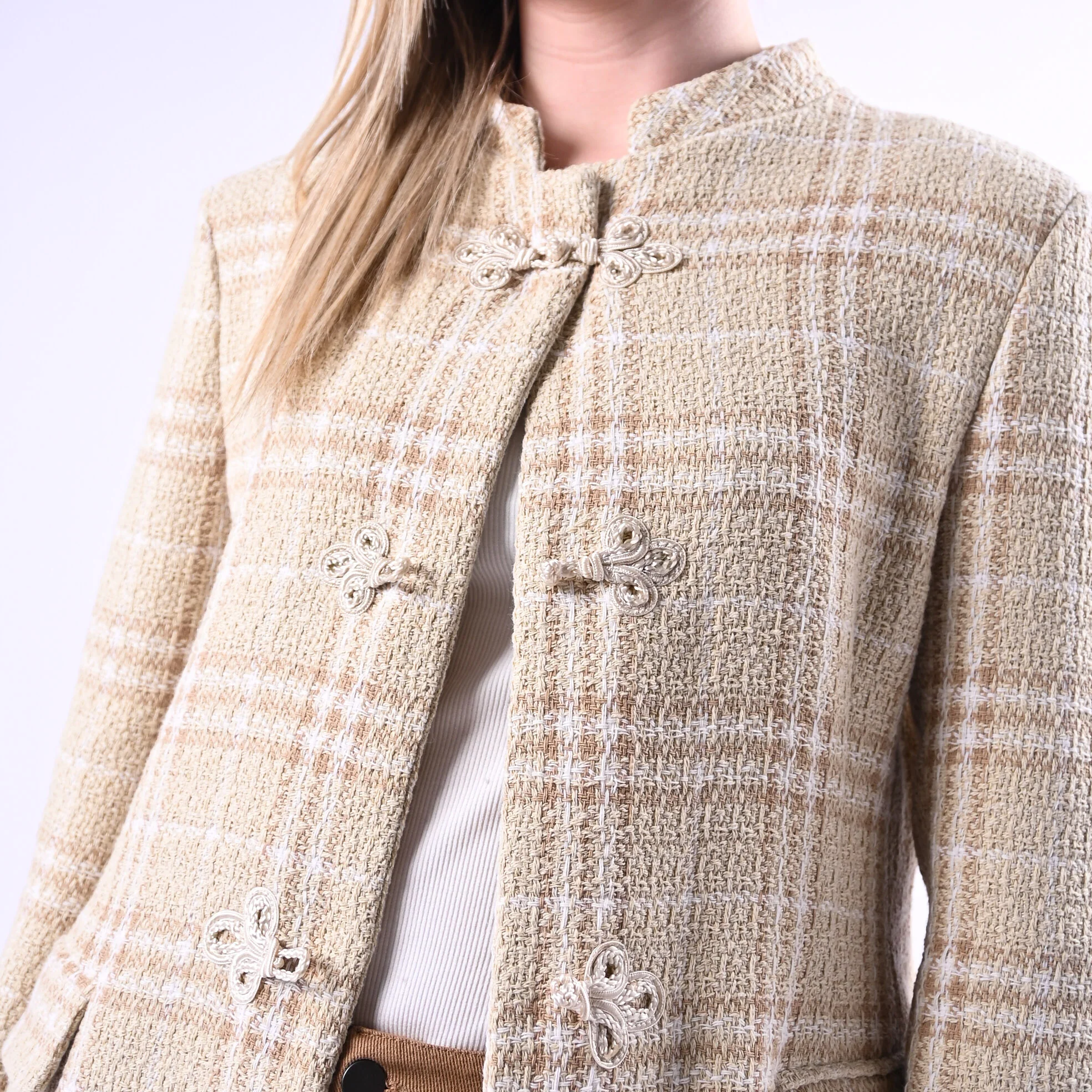MOTEL - GIACCA CHANEL A QUADRI CON ALAMARI ART.S26J723 - BEIGE - Image 5