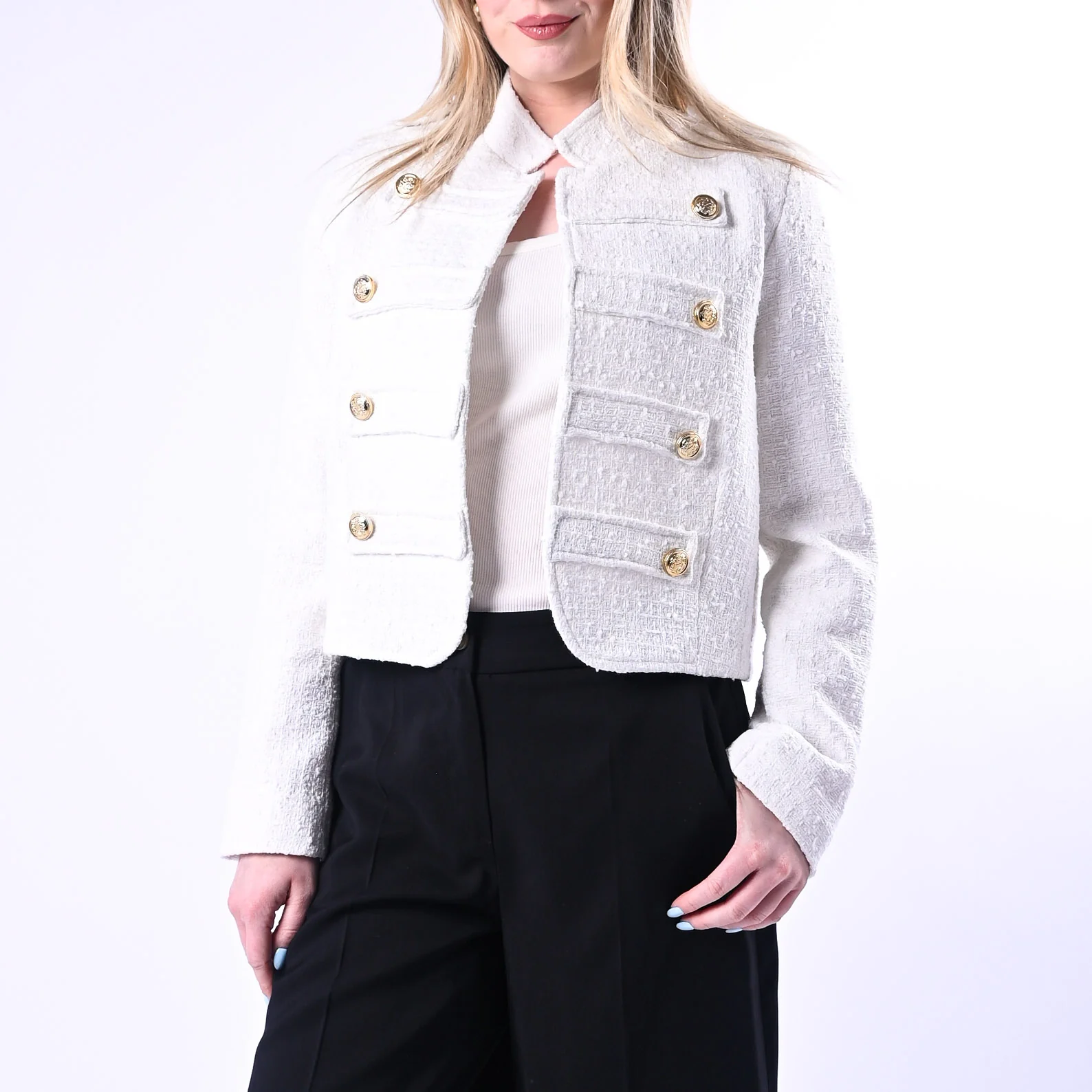 MOTEL - GIACCA CHANEL CON BOTTONI DORATI ART.26B4167/BI - BIANCO