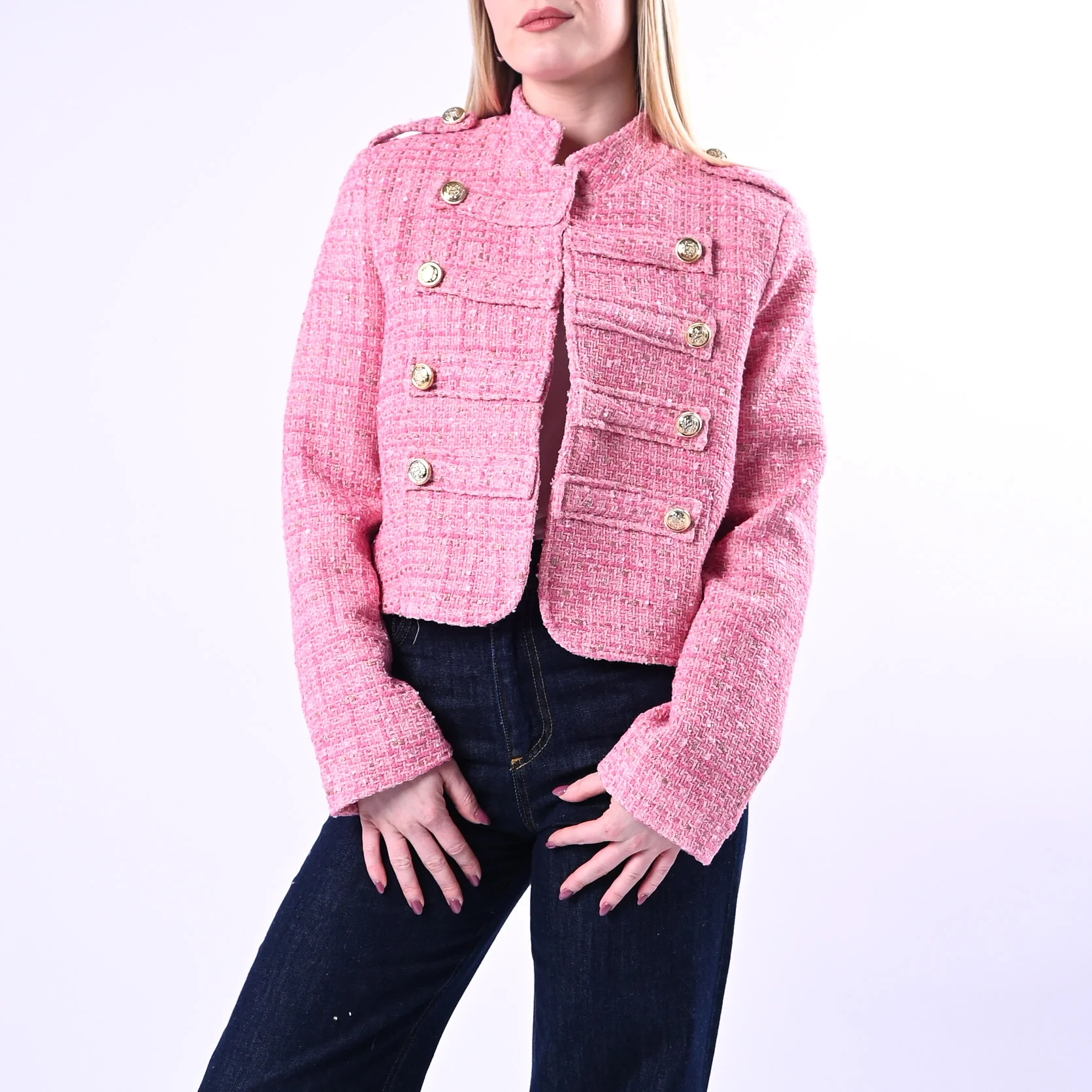 MOTEL - GIACCA CHANEL LUREX CON BOTTONI DORATI ART.26B4327 - FUXIA