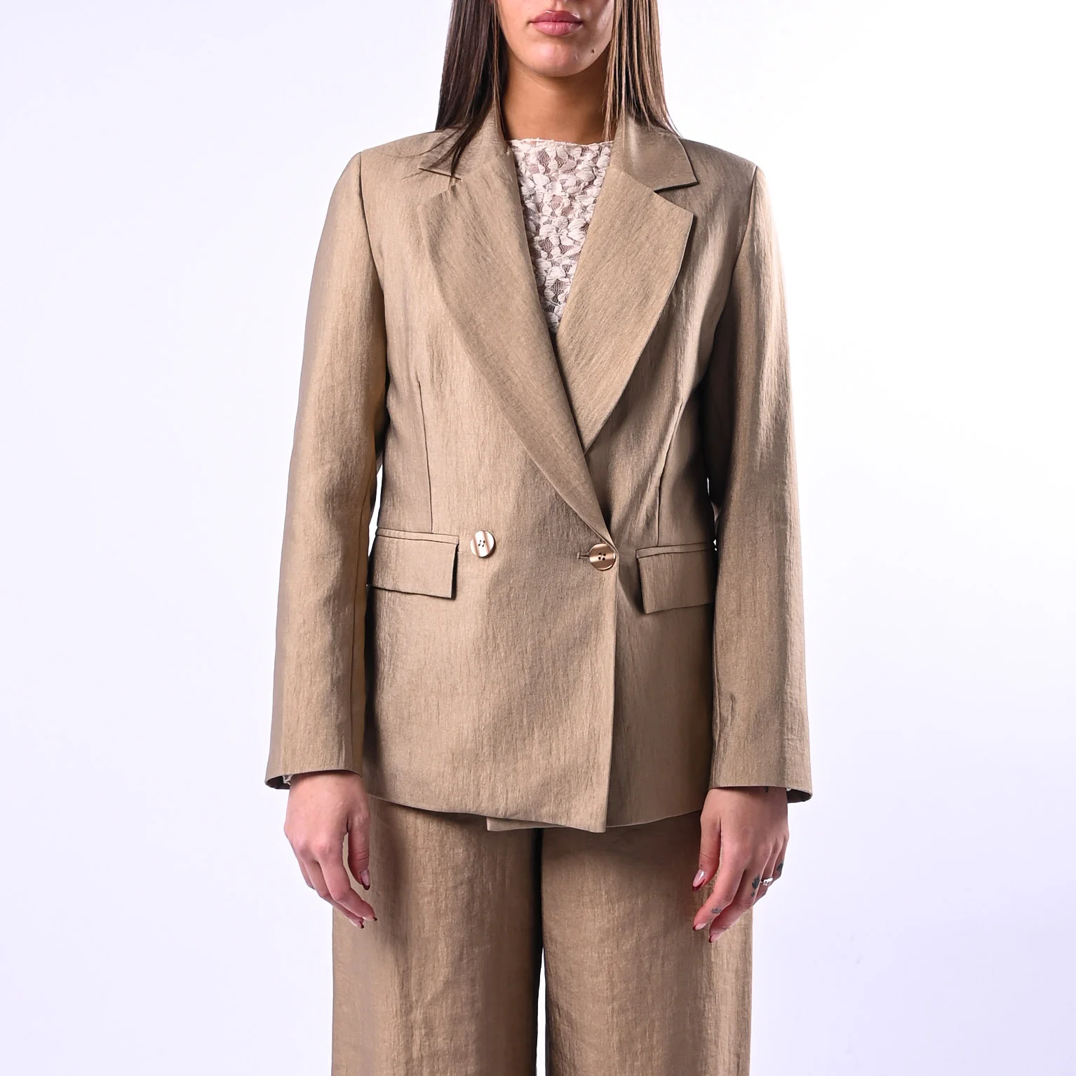 MOTEL - GIACCA DOPPIOPETTO IN SHANTUNG ART.26B3808 - BISCOTTO - Image 3