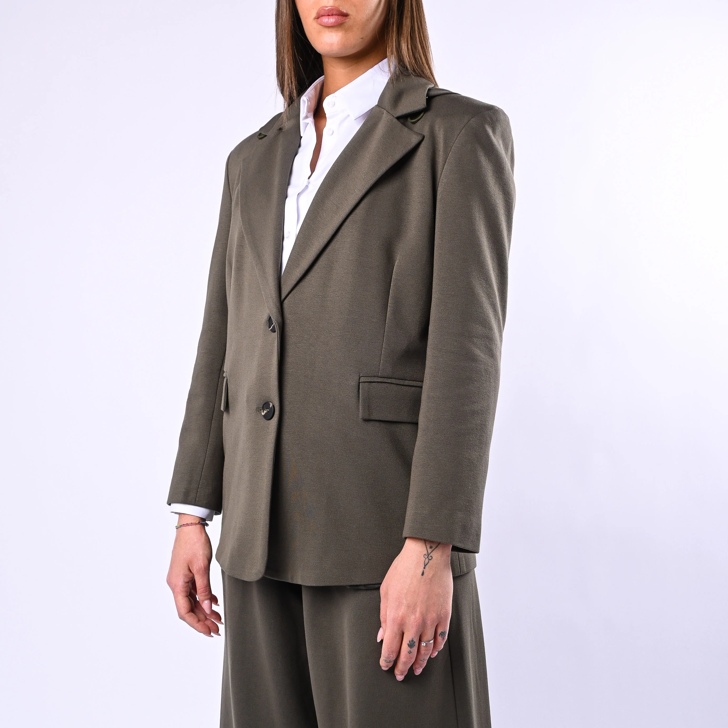 MOTEL - GIACCA PUNTO MILANO CON CAPPUCCIO REMOVIBILE ART.26B3677 - MILITARE - Image 4