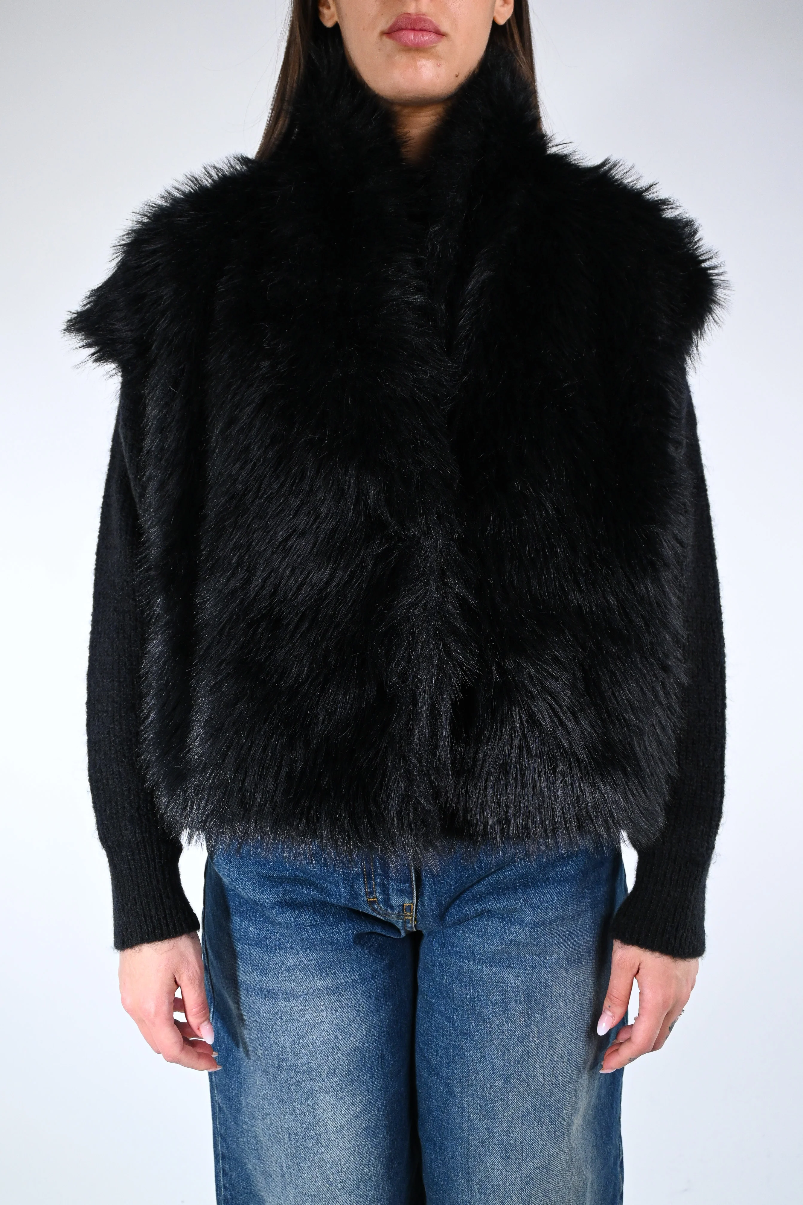 MOTEL - GILET ECOPELLICCIA A SCATOLA V ART.W25J101 - NERO - Image 2