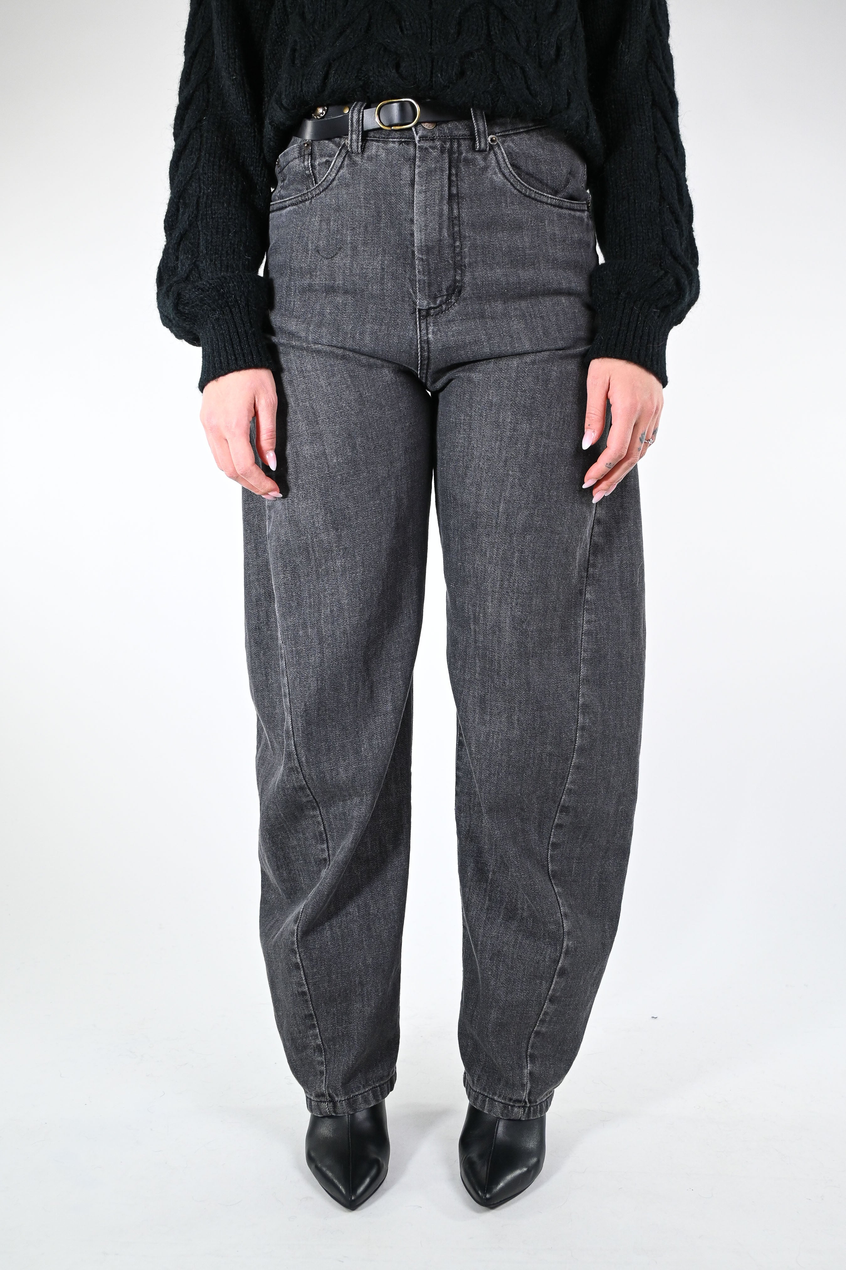 MOTEL - JEANS BALLOON CON SPICCHI ART.W25P194 - GRIGIO - Image 3