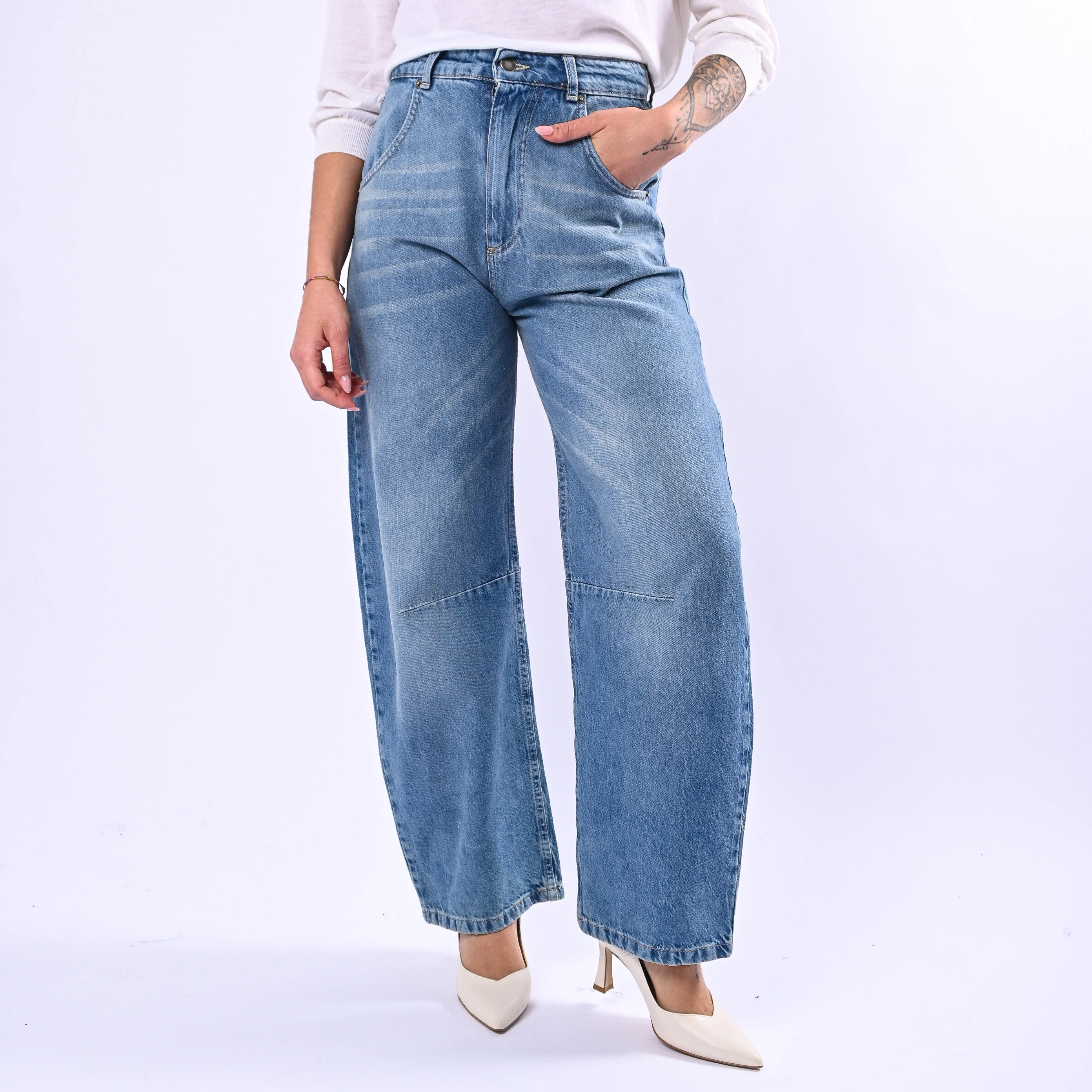 MOTEL - JEANS BARREL MODELLO MILLA ART.661P - LAVAGGIO CHIARO
