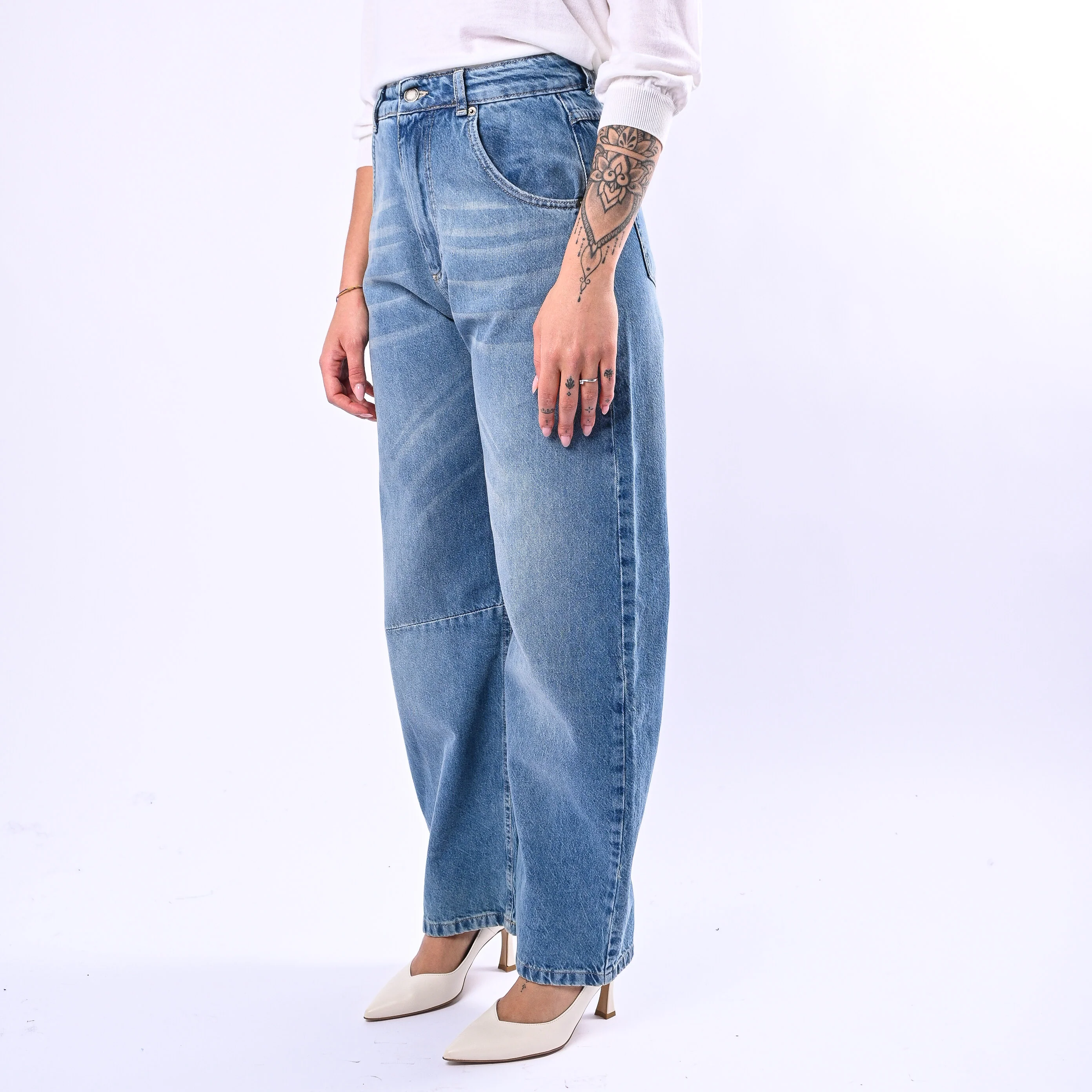 MOTEL - JEANS BARREL MODELLO MILLA ART.661P - LAVAGGIO CHIARO - Image 3