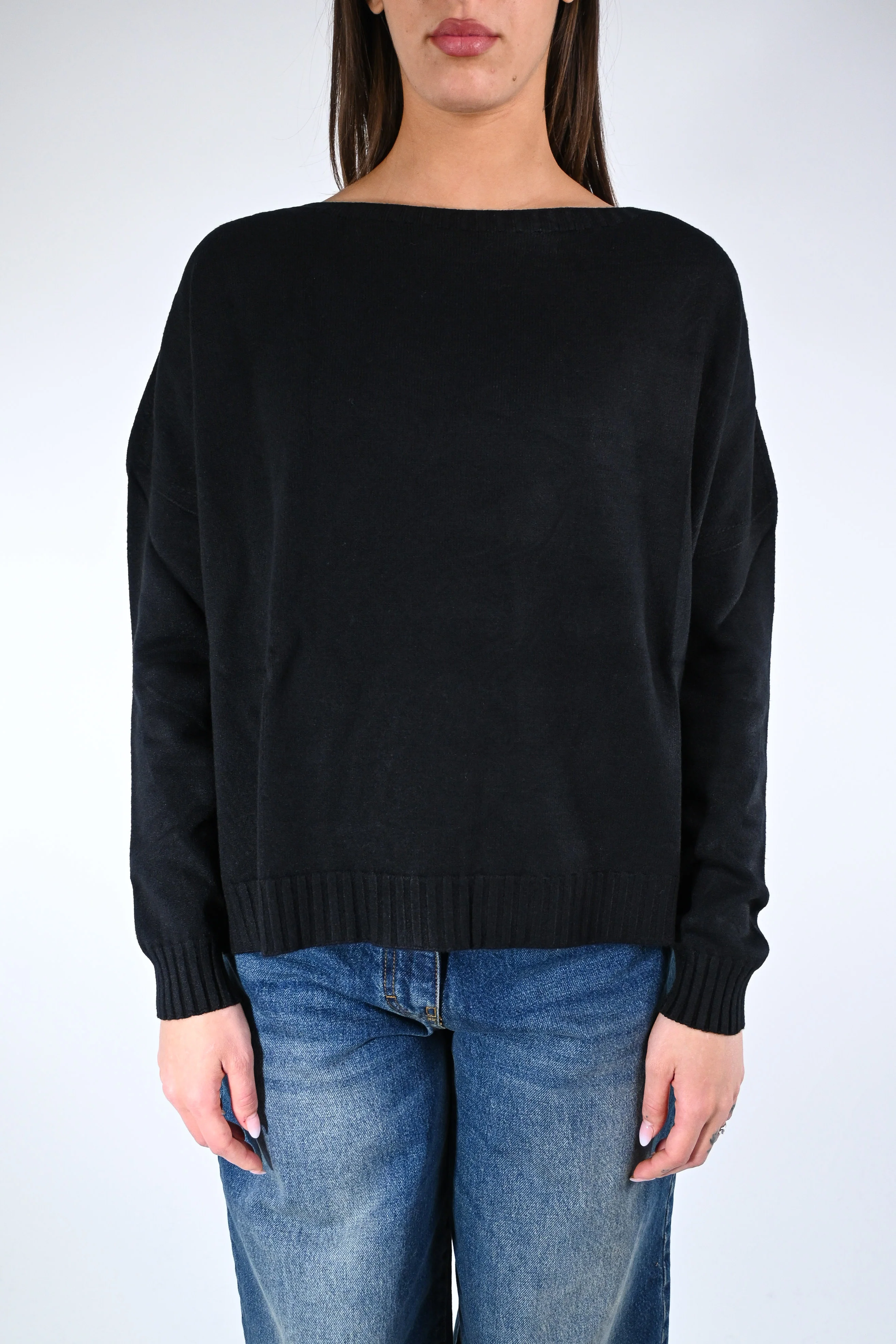 MOTEL - MAGLIA OVER A SCATOLA IN VISCOSA ART.IT883 - NERO - Image 2