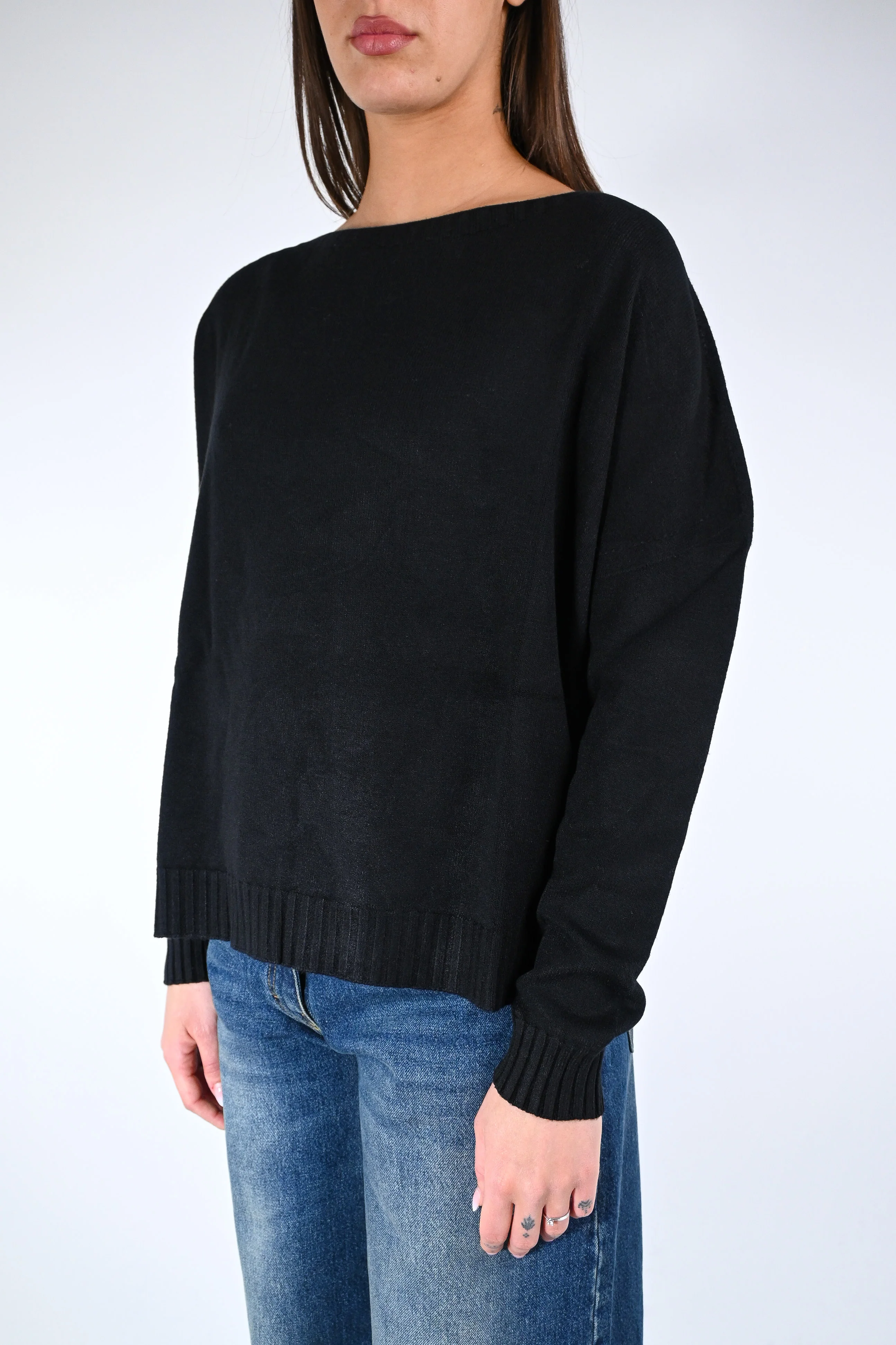 MOTEL - MAGLIA OVER A SCATOLA IN VISCOSA ART.IT883 - NERO - Image 3