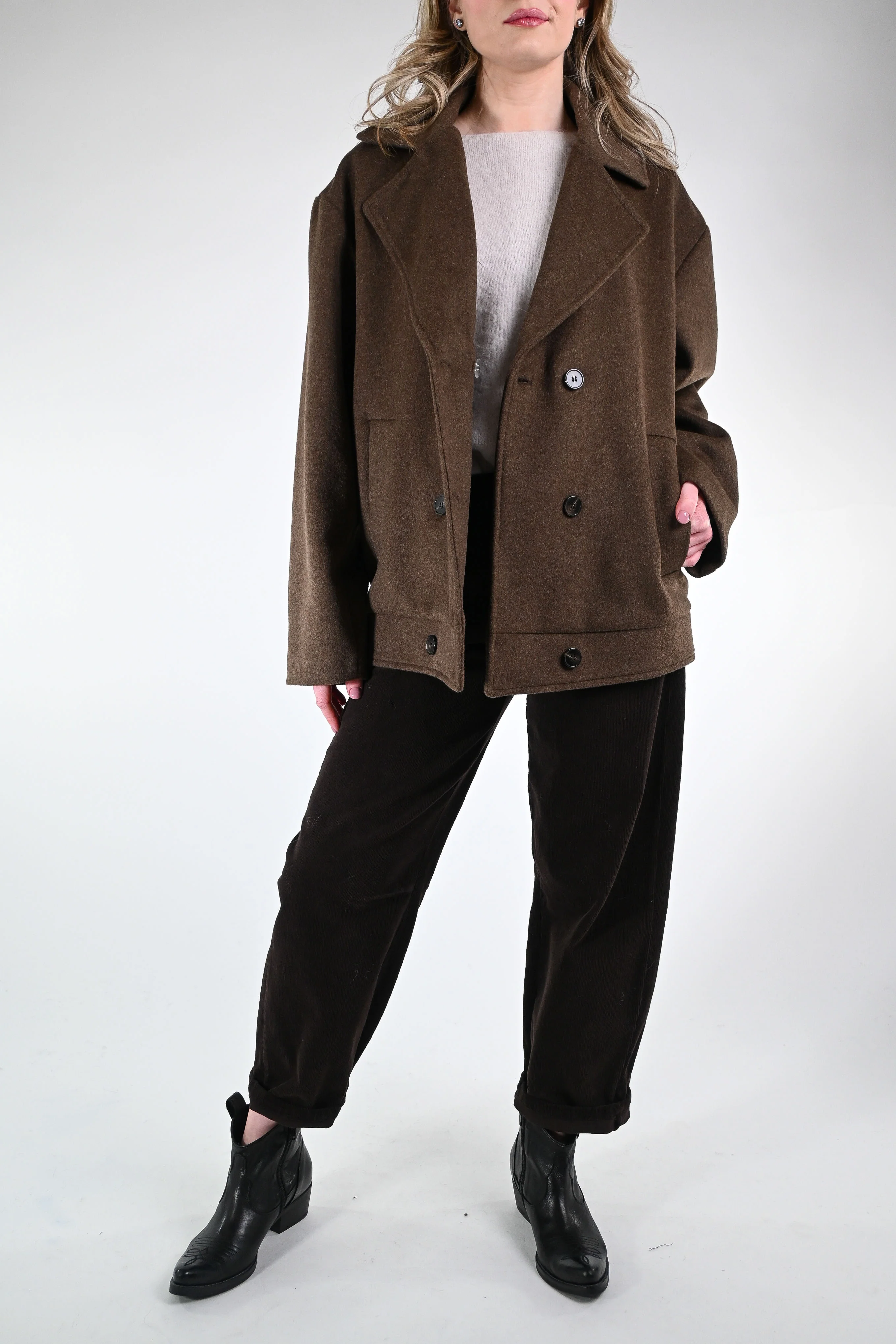 MOTEL - PANTALONE BAGGY VELLUTO 1000 RIGHE ART.PA5093 - MORO - Image 5