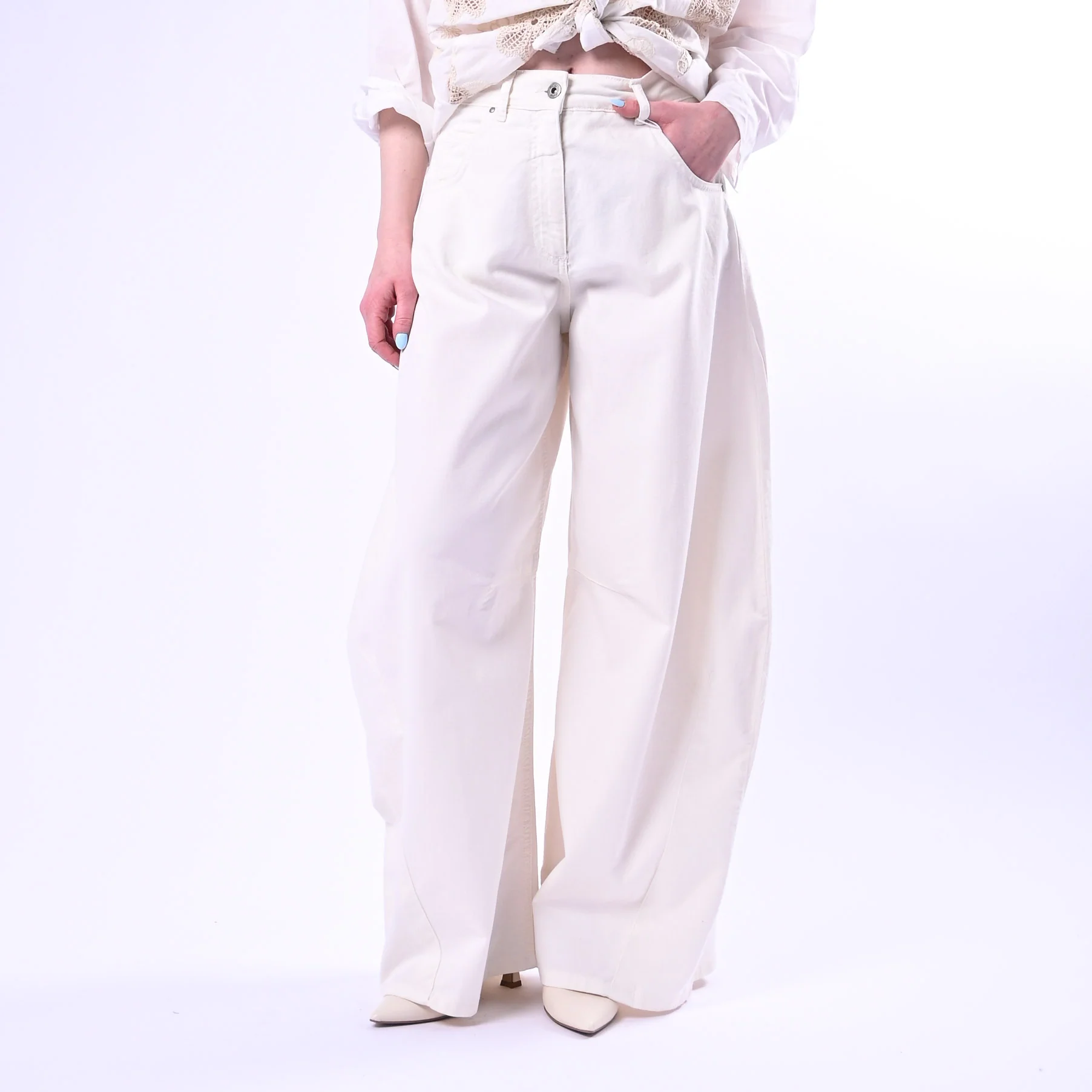 MOTEL - PANTALONE BALLON GABARDINA ART.3992B982/P - PANNA