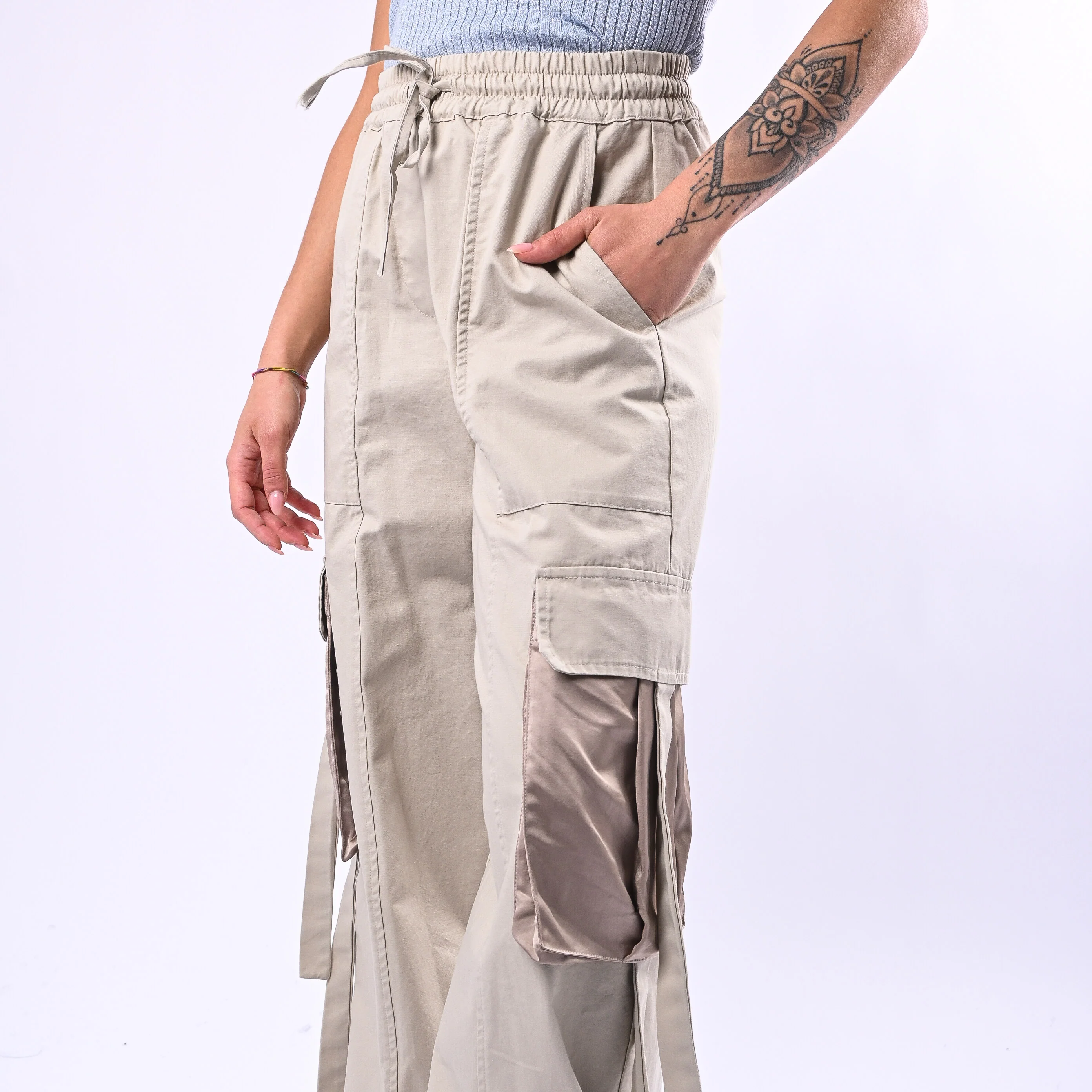 MOTEL - PANTALONE CARGO CON COULISSE ART.38369G - SABBIA - Image 5
