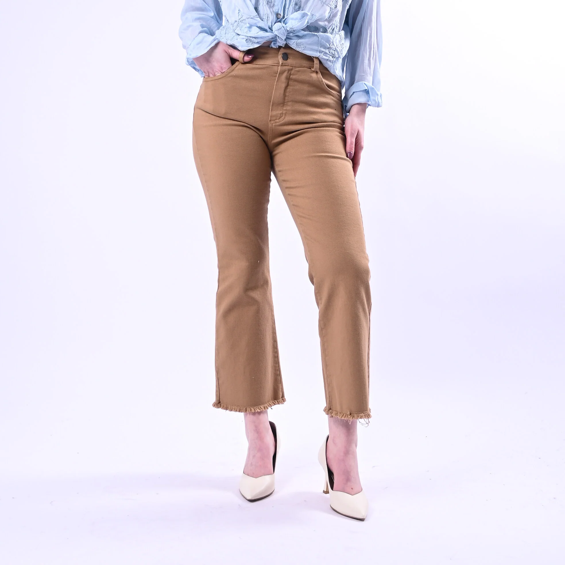 MOTEL - PANTALONE DRITTO SFRANGIATO ART.PA5052 - BULL DENIM AVENA