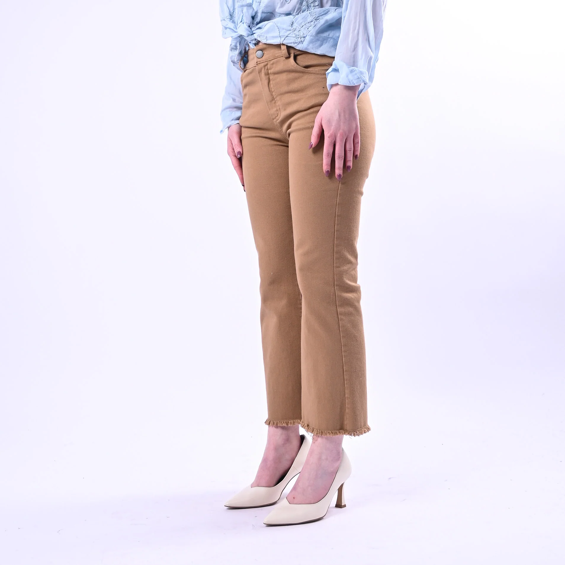 MOTEL - PANTALONE DRITTO SFRANGIATO ART.PA5052 - BULL DENIM AVENA - Image 2