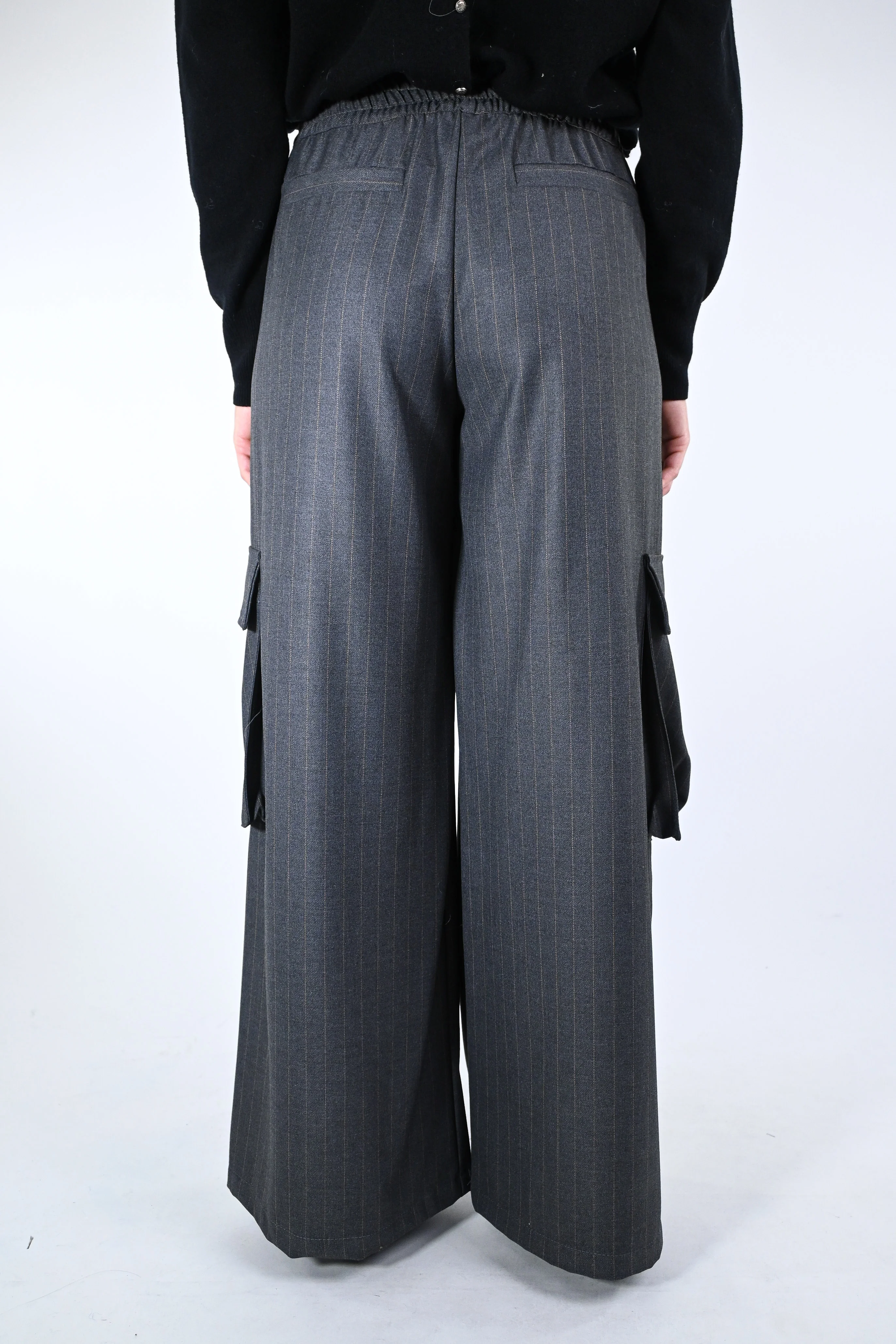 MOTEL - PANTALONE GESSATO PALAZZO CARGO ART.W25P477 - GRIGIO - Image 4