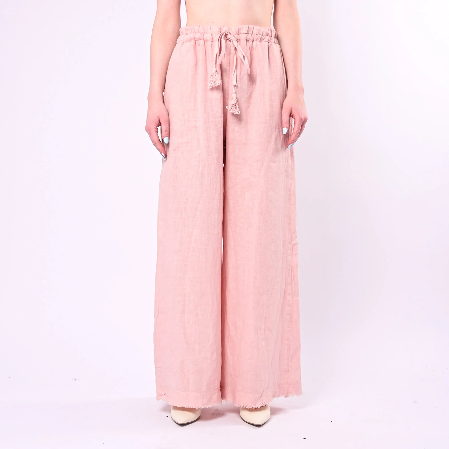 MOTEL - PANTALONE IN LINO PALAZZO CON COULISSE ART.S26PE37/CI - CIPRIA - Image 2