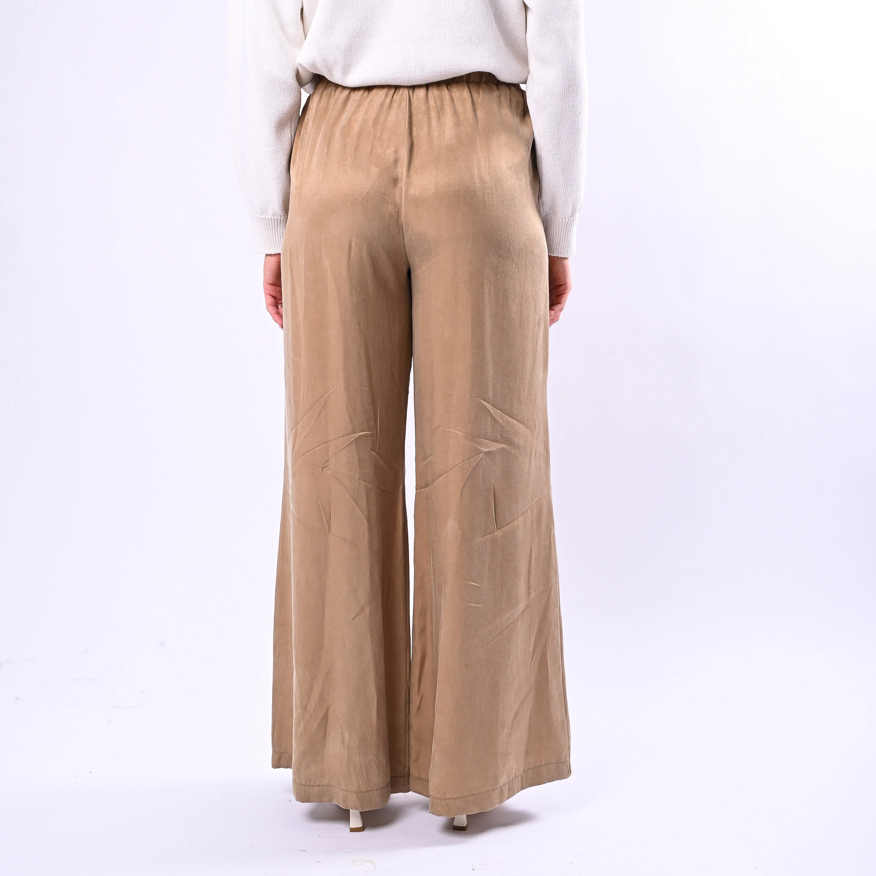 MOTEL - PANTALONE PALAZZO CON COULISSE IN CUPRO ART.HS710 - SABBIA - Image 4
