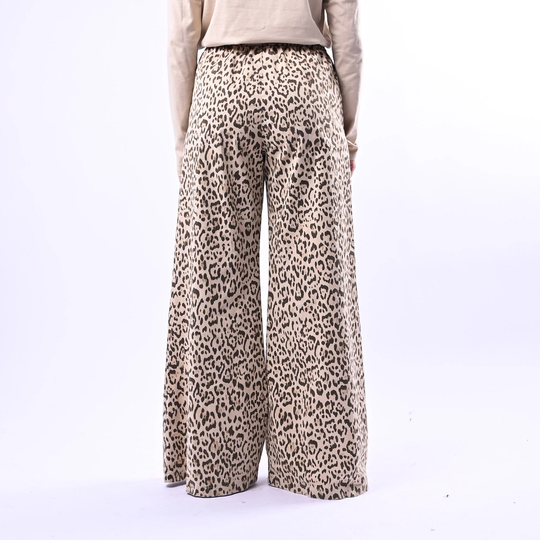 MOTEL - PANTALONE PALAZZO FANTASIA ANIMALIER ART.OZ1032 - BEIGE/MORO - Image 4