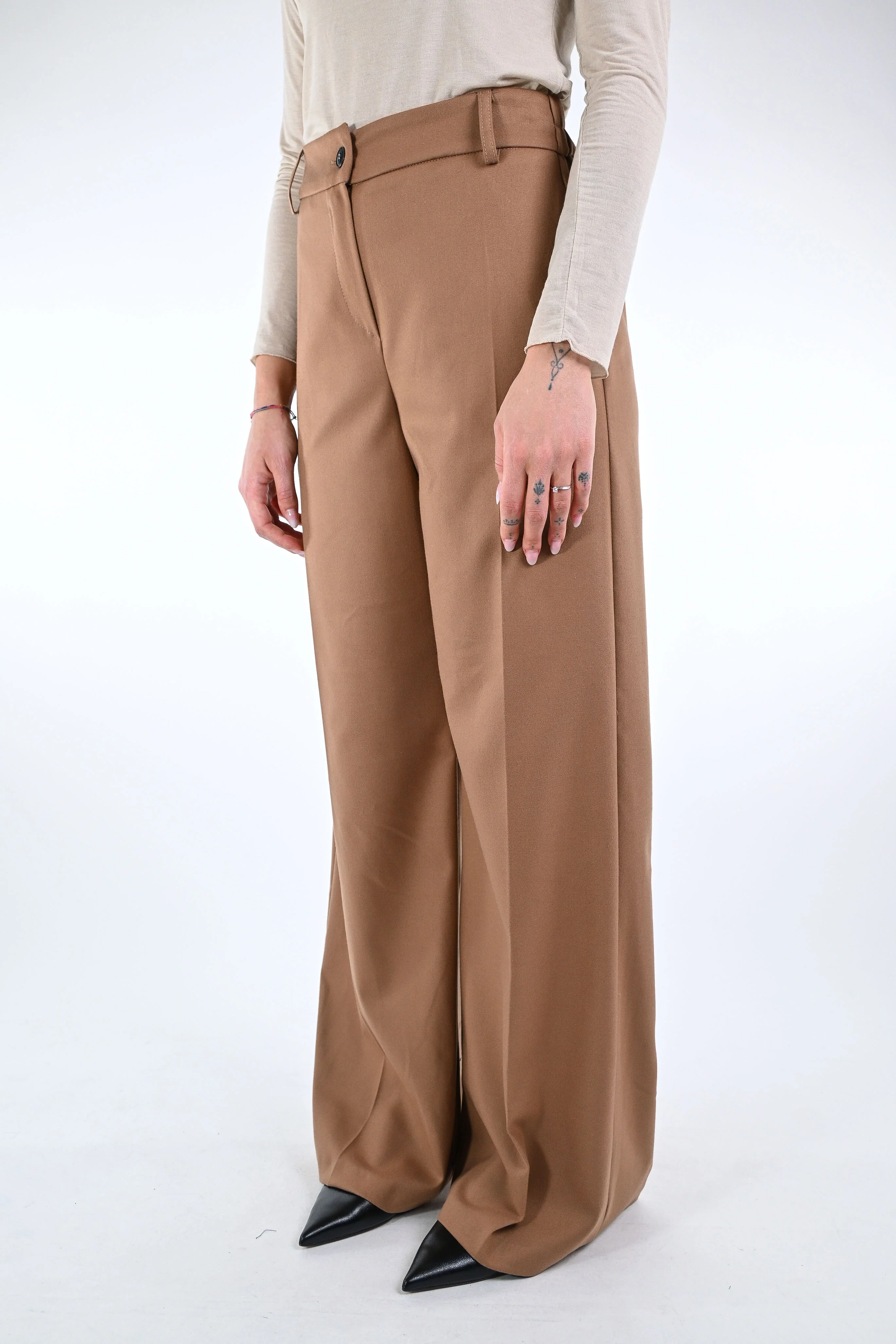MOTEL - PANTALONE PALAZZO FLANELLA ART.26P1753 - CAMMELLO - Image 3
