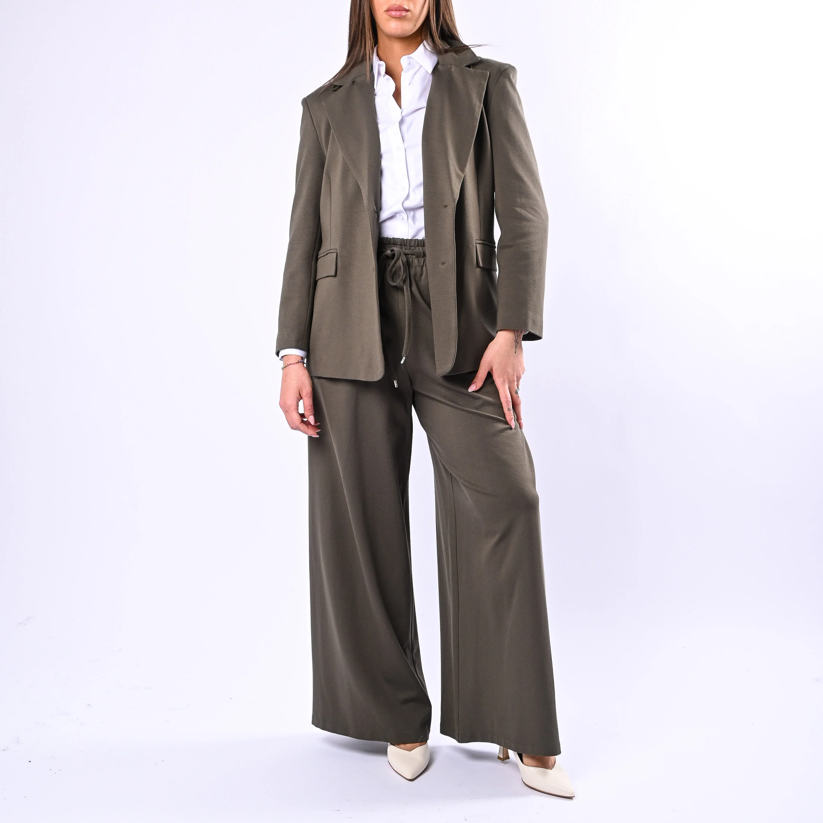 MOTEL - PANTALONE PALAZZO PUNTO MILANO CON COULISSE ART.26P3676 - MILITARE - Image 6