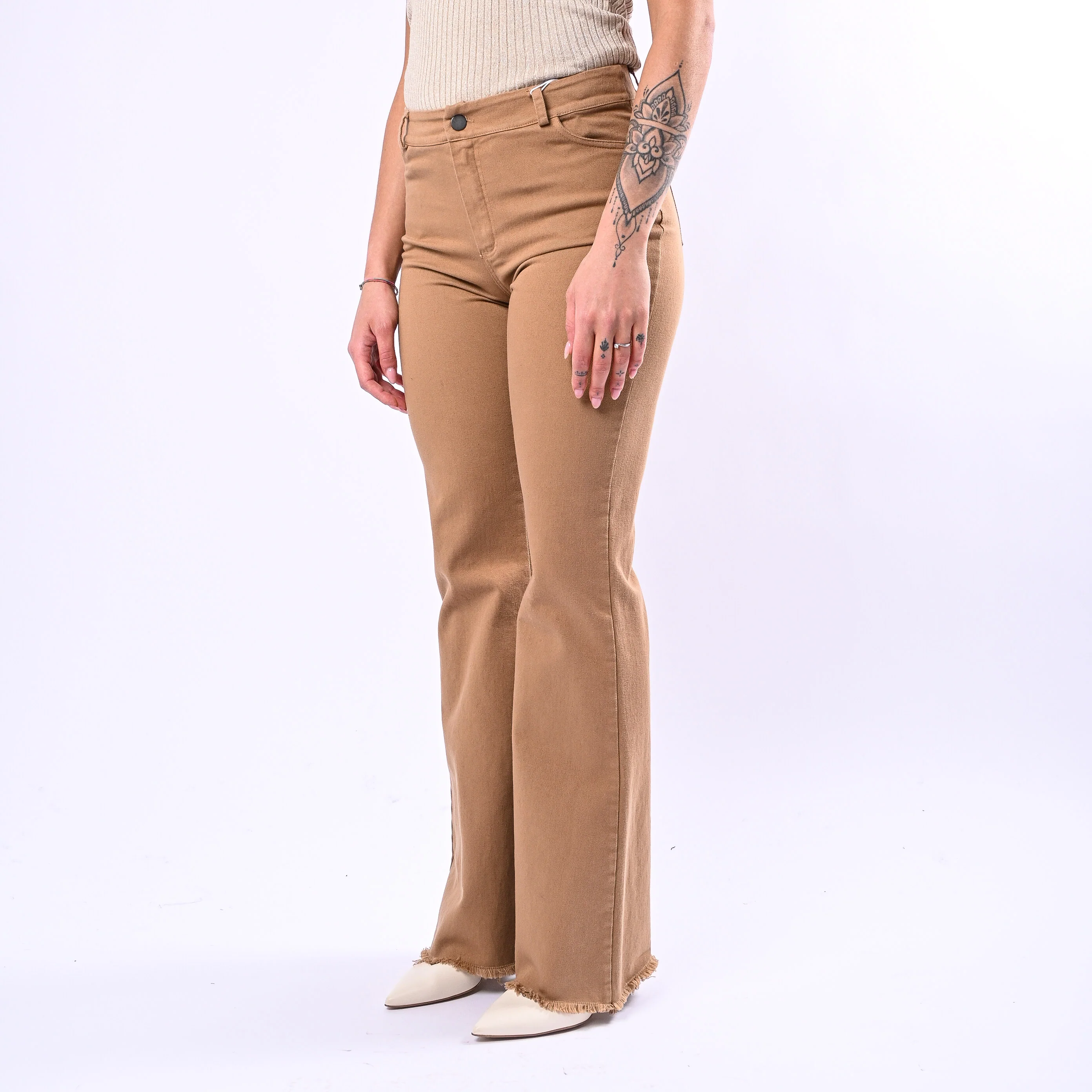 MOTEL- PANTALONE TROMBETTA SFRANGIATO ART.PA5427 - BULL DENIM BISCOTTO - Image 3