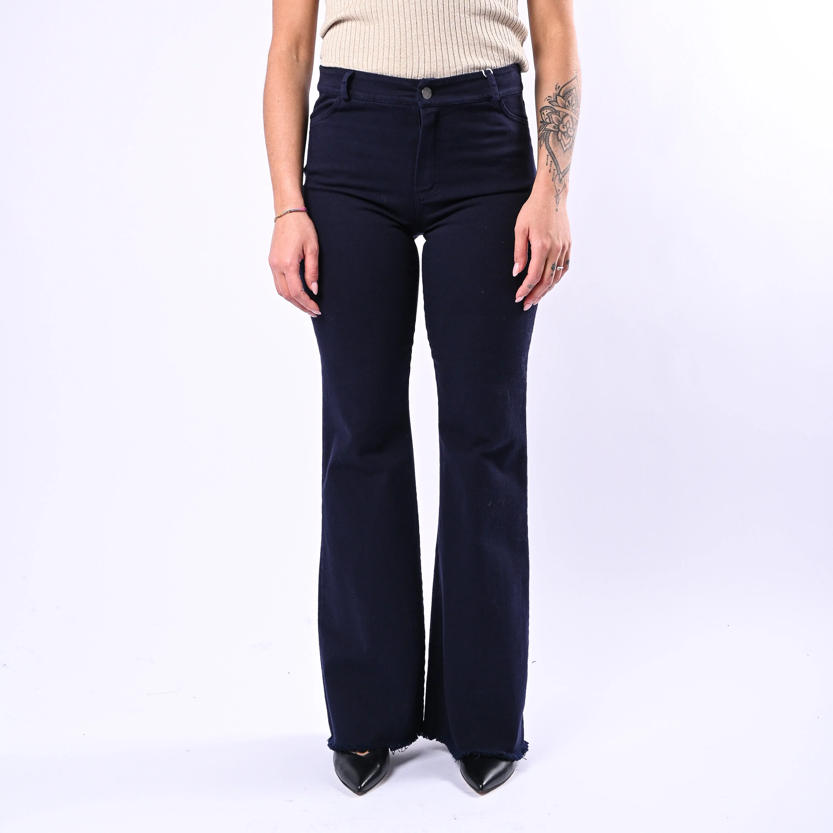 MOTEL- PANTALONE TROMBETTA SFRANGIATO ART.PA5427 - BULL DENIM BLU - Image 2