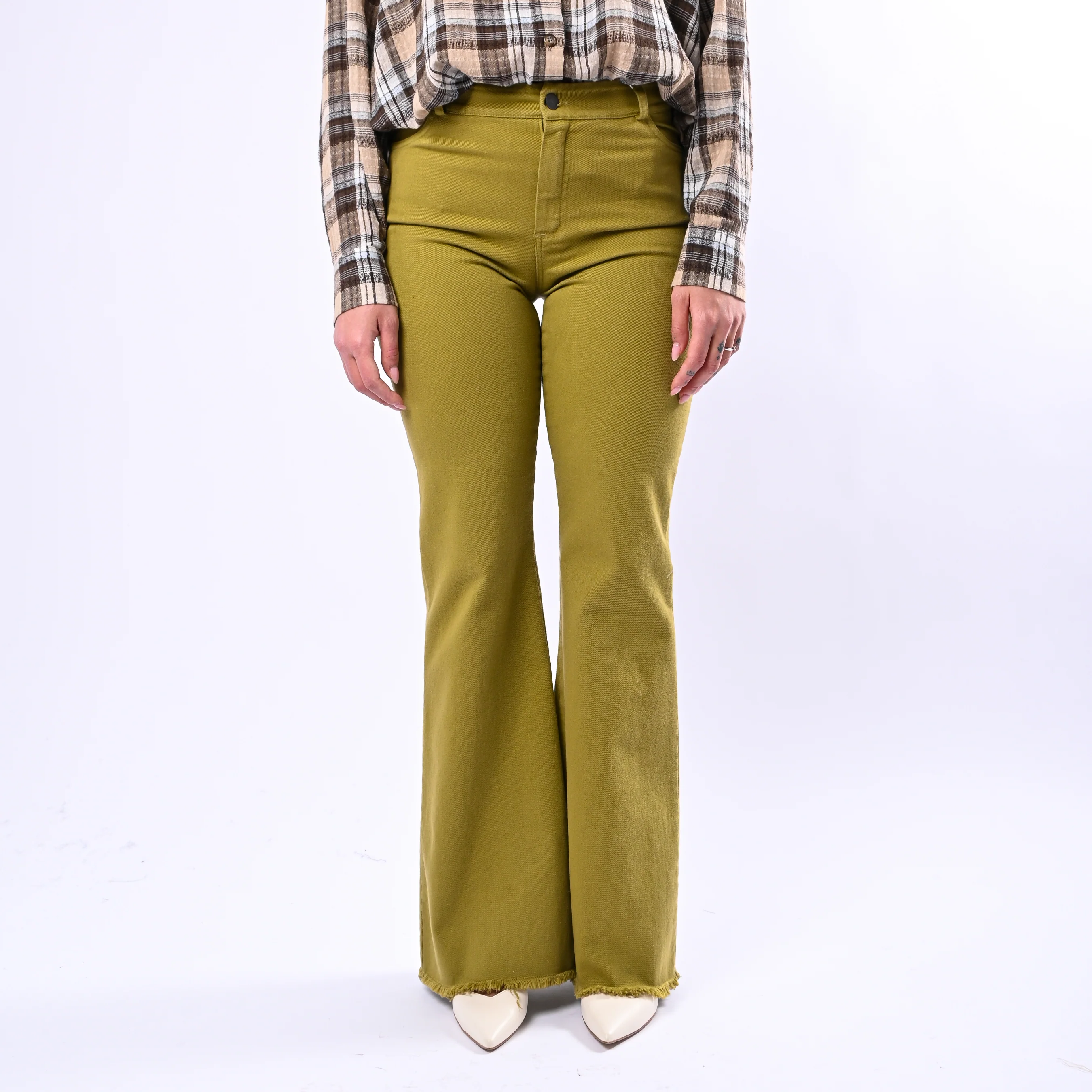 MOTEL- PANTALONE TROMBETTA SFRANGIATO ART.PA5427 - BULL DENIM OLIO - Image 3
