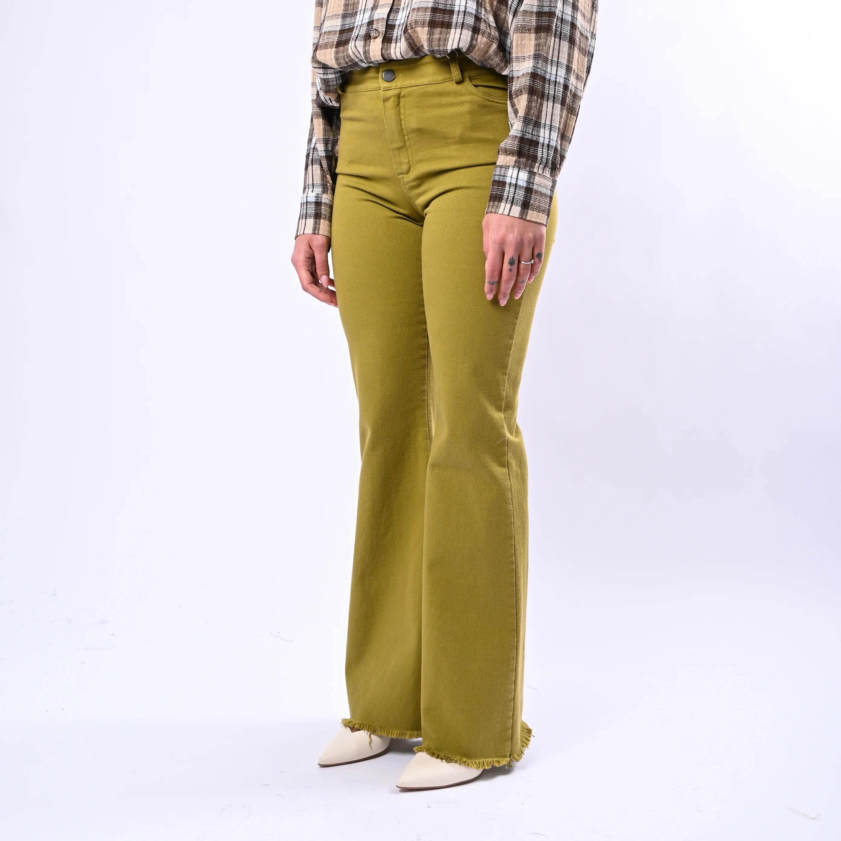 MOTEL- PANTALONE TROMBETTA SFRANGIATO ART.PA5427 - BULL DENIM OLIO - Image 4