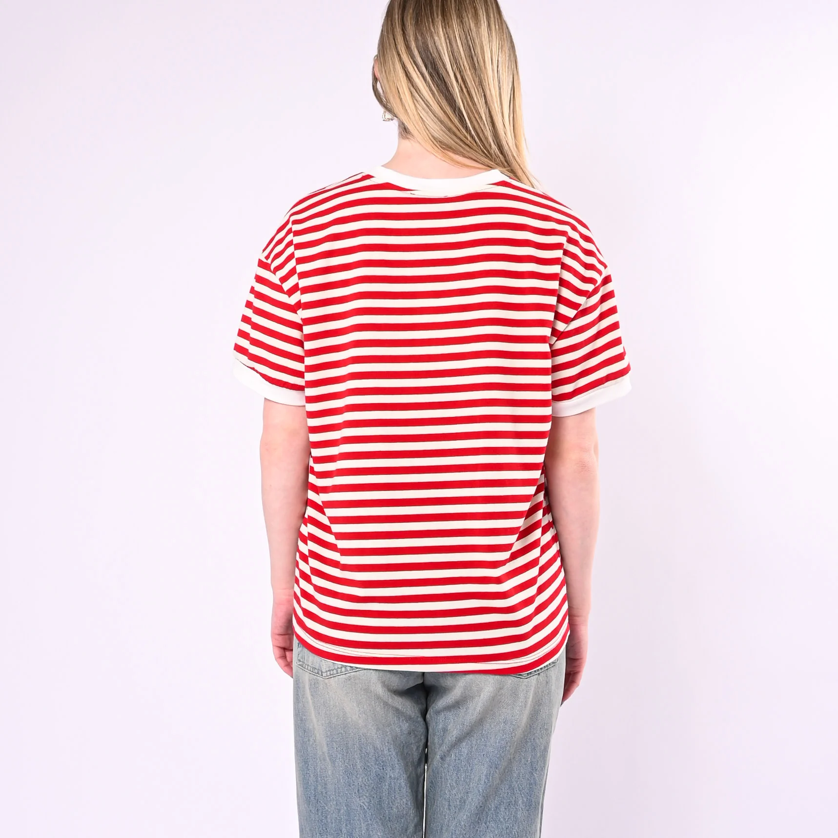 MOTEL - T-SHIRT SERAFINO A RIGHE ART.26M4812/PR - PANNA/ROSSO - Image 4