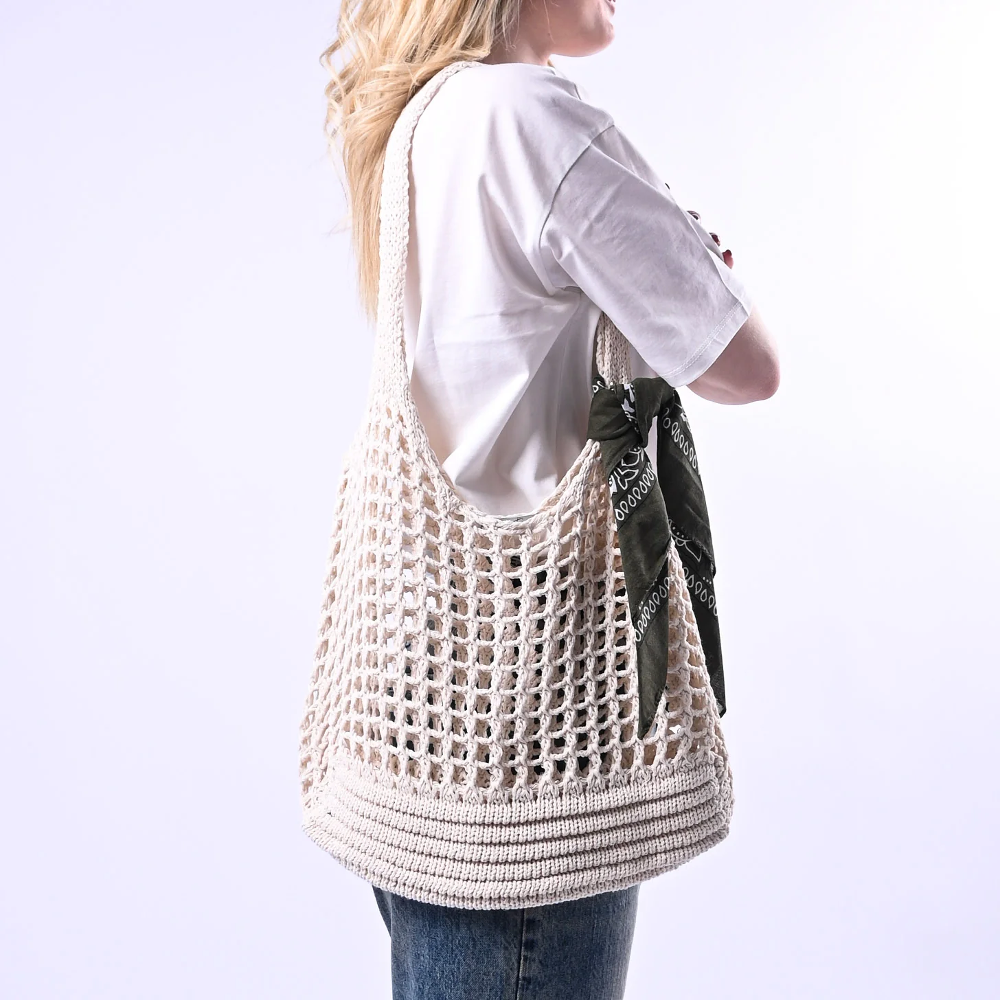 PHILIA LOFT - BORSA CROCHET CON BANDANA ART.D02E0695 - BURRO