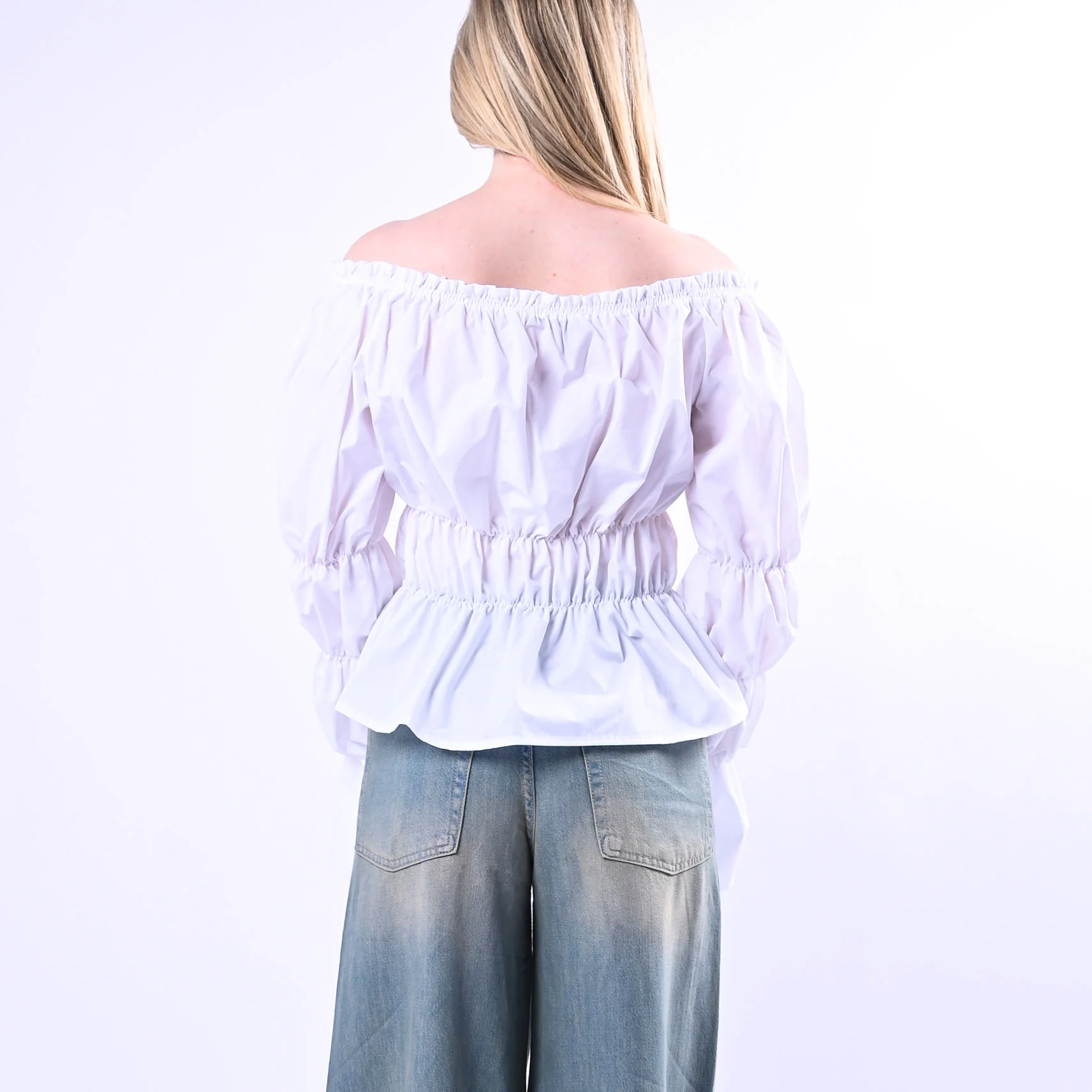PHILIA LOFT - CAMICIA COTONE SCOLLO SHIFFER ART.V02A0908/B- BIANCO - Image 4