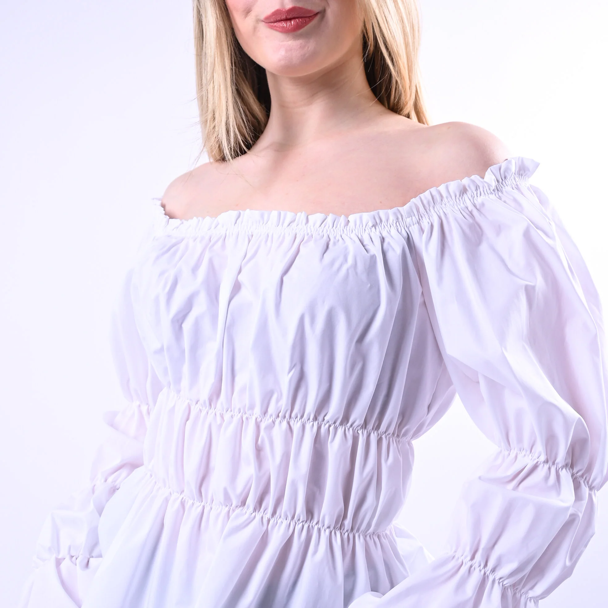 PHILIA LOFT - CAMICIA COTONE SCOLLO SHIFFER ART.V02A0908/B- BIANCO - Image 5