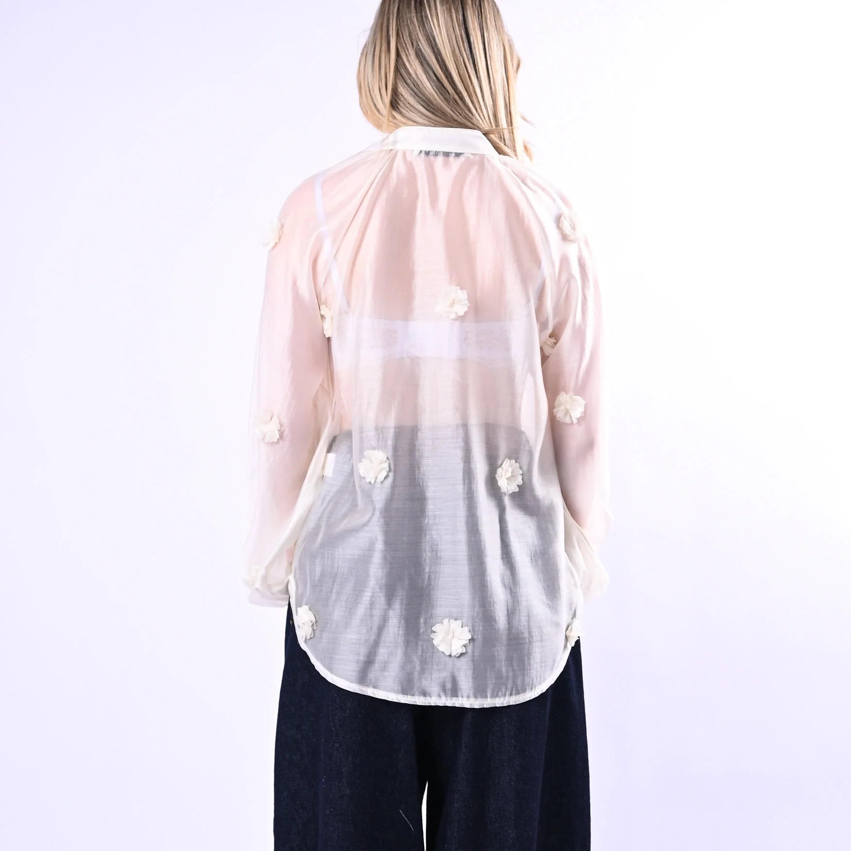 PHILIA LOFT - CAMICIA LYOCELL CON FIORI APPLICATI ART.S02E0311 - CREMA - Image 4
