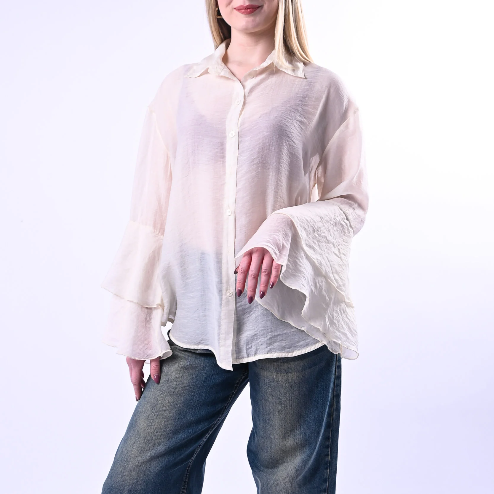 PHILIA LOFT - CAMICIA LYOCELL MANICA A BALZE ART.W02G0736/B - BURRO