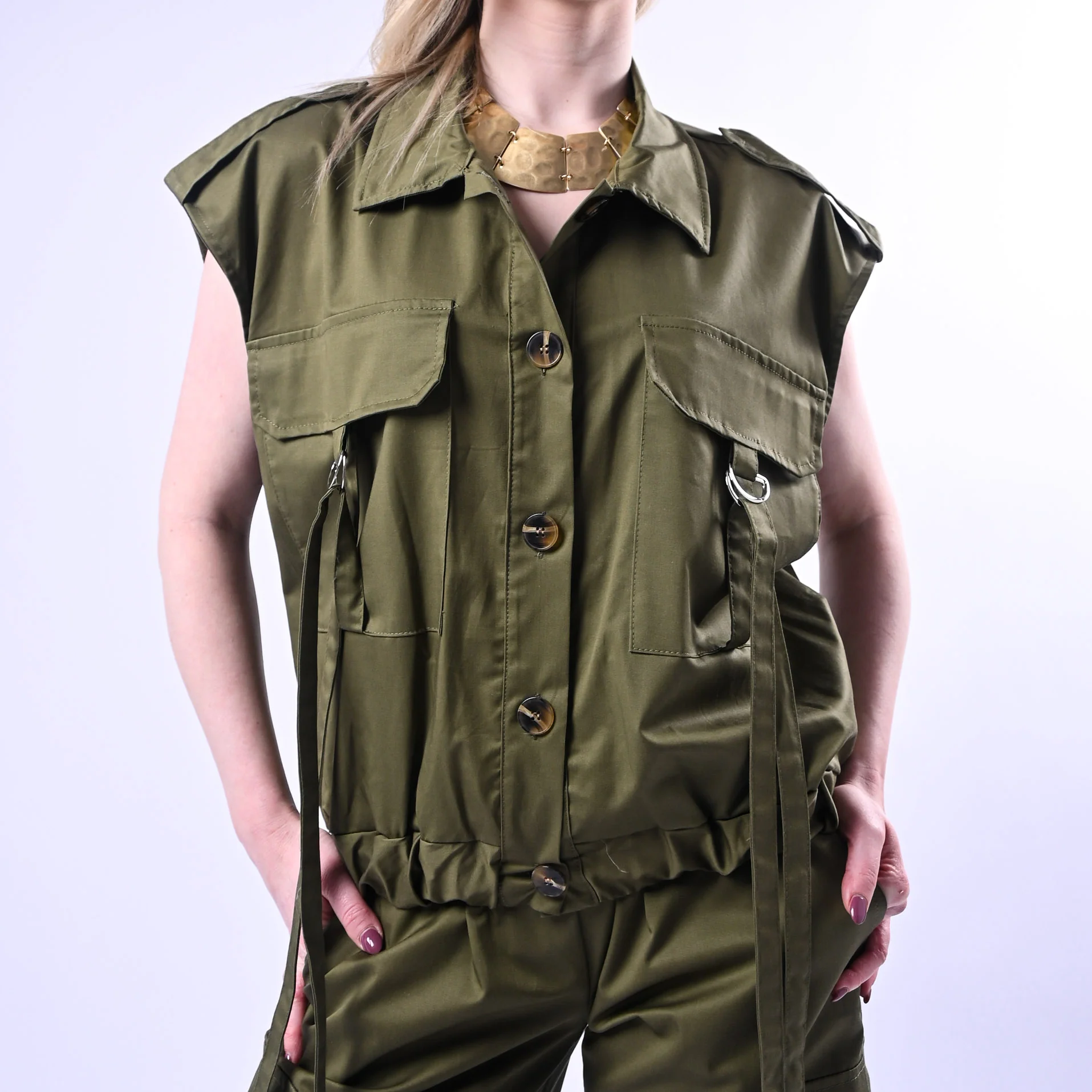 PHILIA LOFT - GILET SAFARI CON TASCONI ART.D02N0663 - MILITARE - Image 6