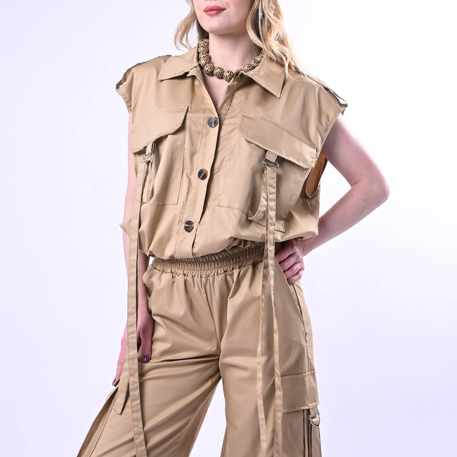 PHILIA LOFT - GILET SAFARI CON TASCONI ART.D02N0663 - SABBIA - Image 2