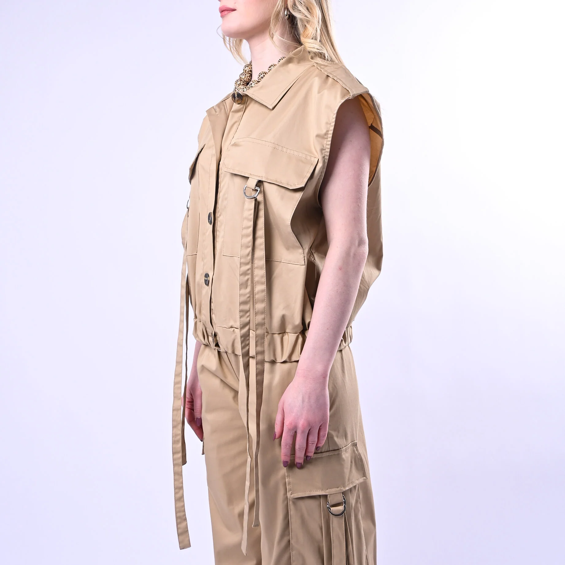 PHILIA LOFT - GILET SAFARI CON TASCONI ART.D02N0663 - SABBIA - Image 4