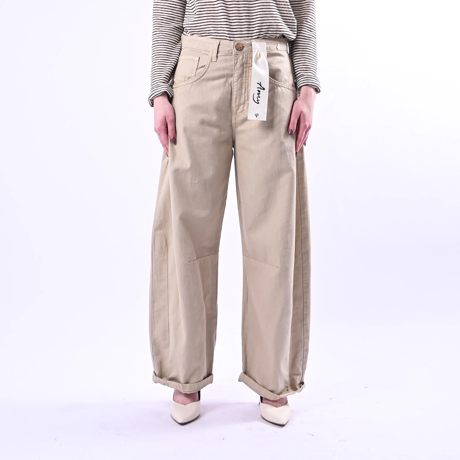 PHILIA LOFT - PANTALONE BARREL COTONE/LINO ART.D02E0866 - SAFARI - Image 2