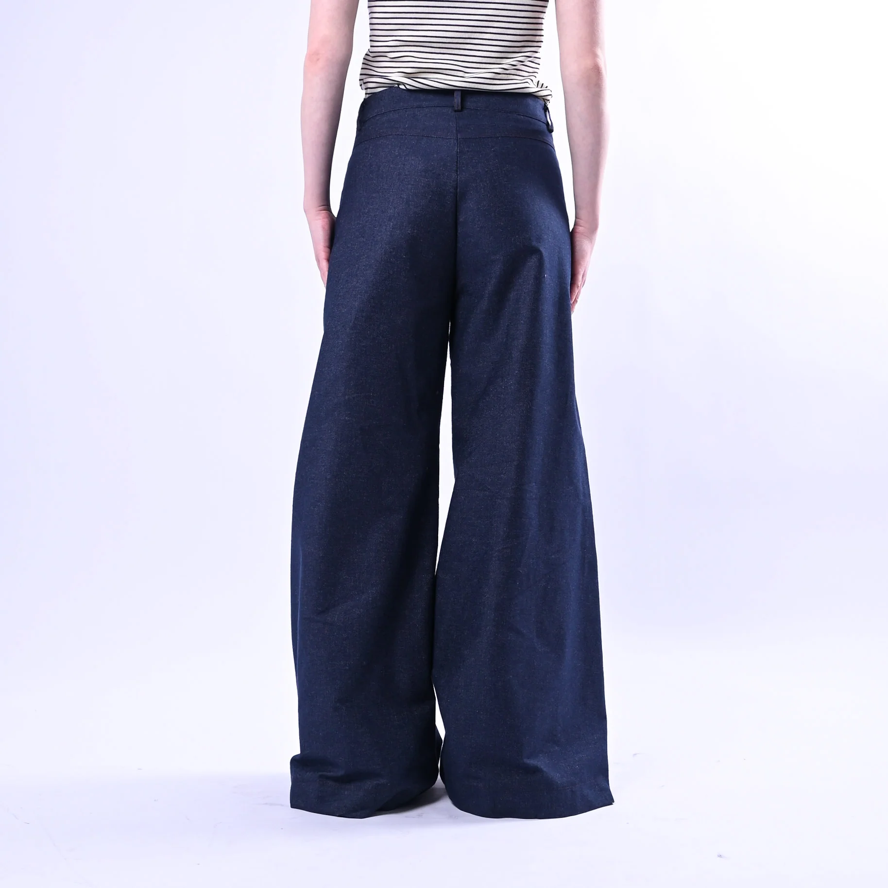 PHILIA LOFT - PANTALONE PALAZZO CHAMBRAY ART.V02F0675 - DENIM SCURO - Image 4