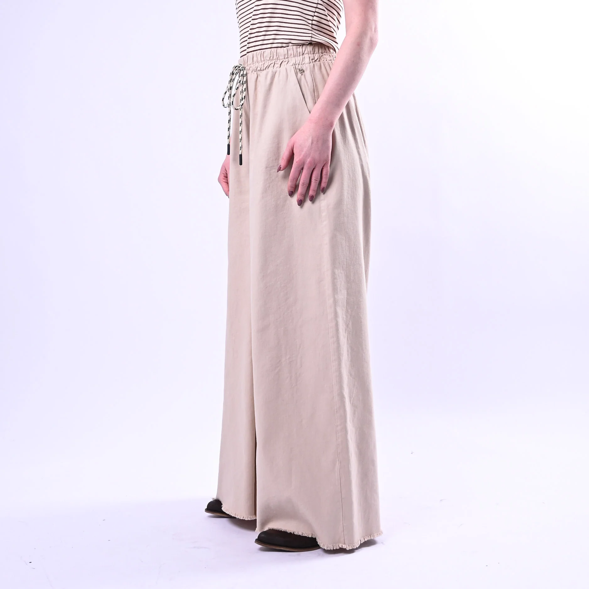 PHILIA LOFT - PANTALONE PALAZZO FLUIDO COULISSE ART.R02L0433 - SABBIA - Image 3