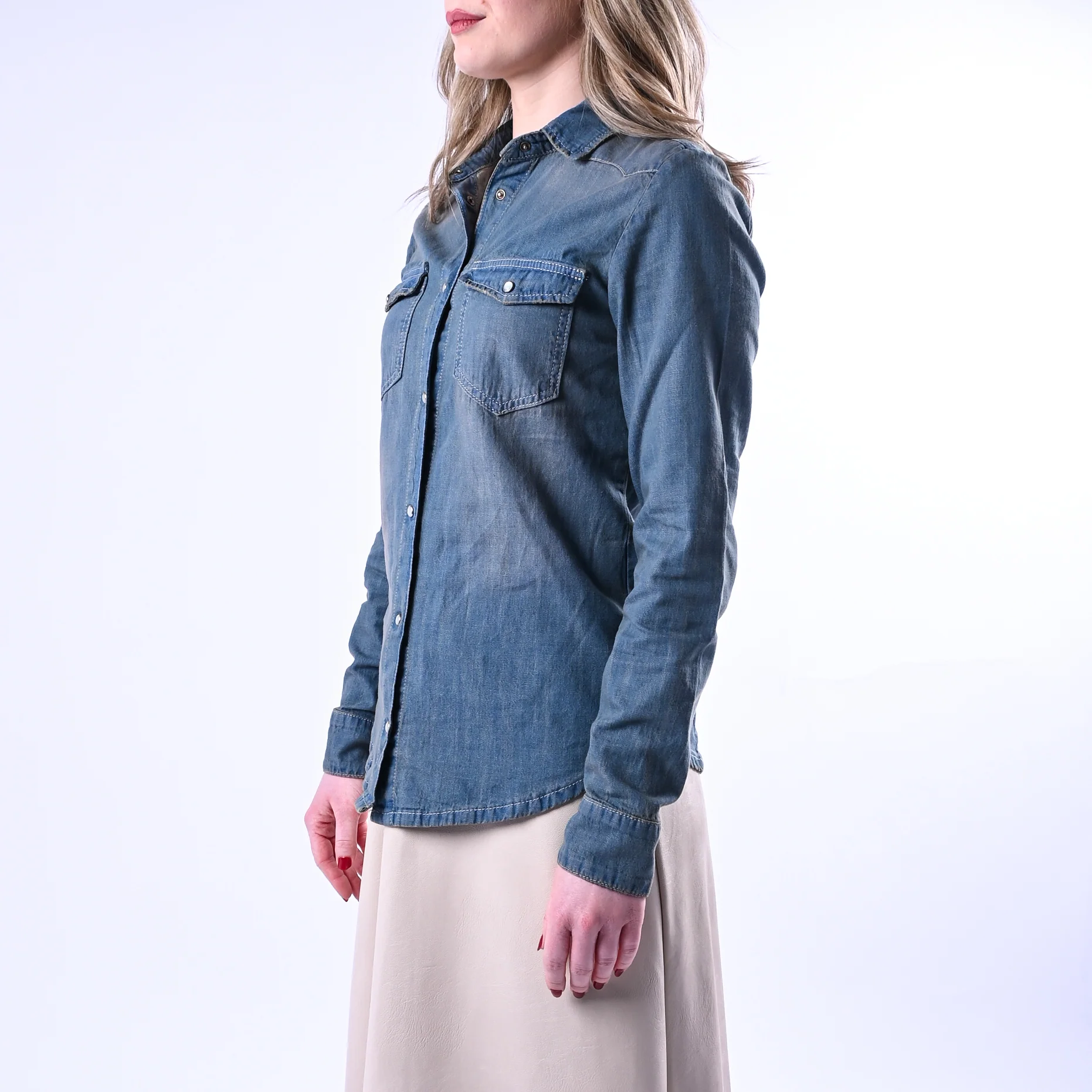 RECUPERO - CAMICIA DENIM WESTERN ART.PINTA - LAVAGGIO AL THE' - Image 3