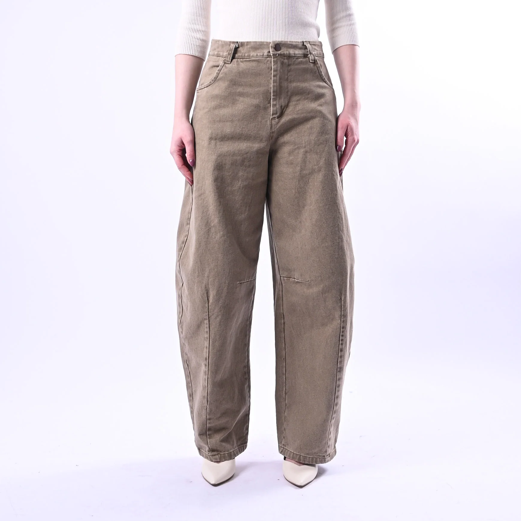 RECUPERO - PANTALONE BALLOON EDEN BULL DENIM ART.30463/B - ACID WASH CAMMELLO - Image 2