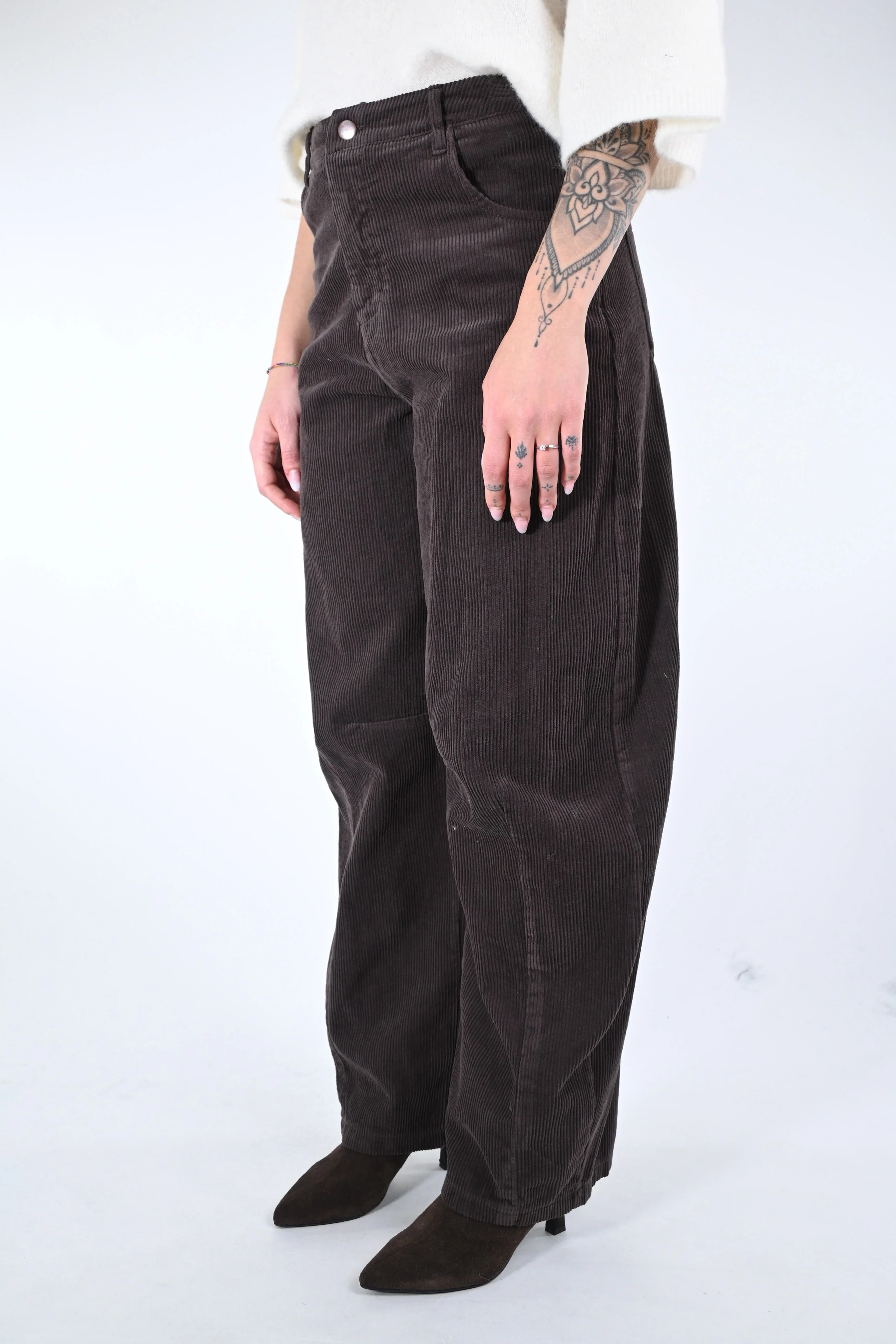 RECUPERO - PANTALONE BALLOON IN VELLUTO ART.30463/L - MORO - Image 3