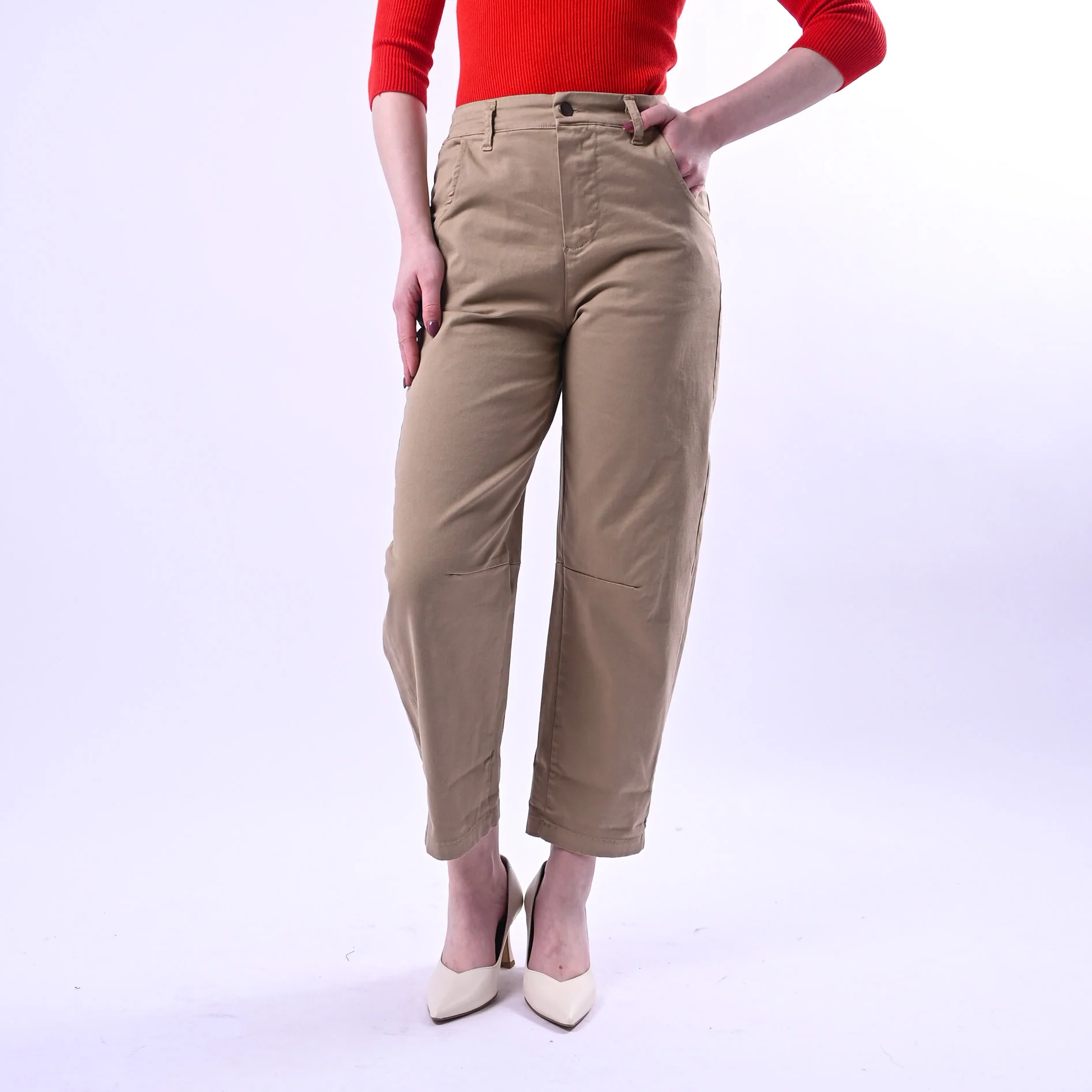 RECUPERO - PANTALONE BARREL PRETTY ELASTICO DIETRO ART.30325/G - GABARDINA BEIGE