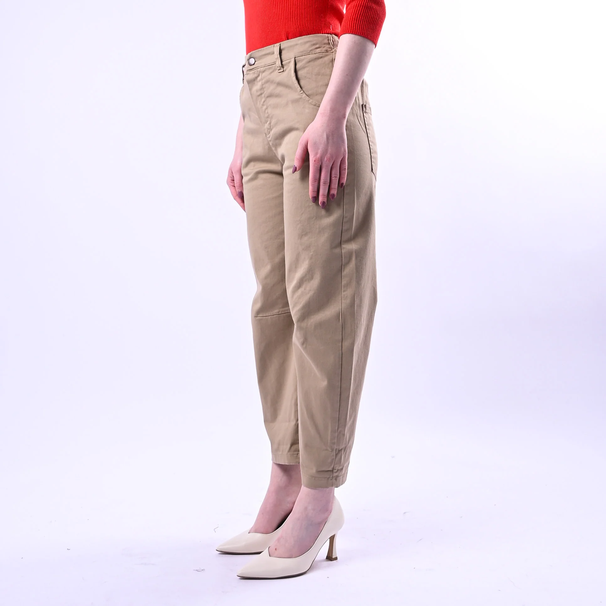 RECUPERO - PANTALONE BARREL PRETTY ELASTICO DIETRO ART.30325/G - GABARDINA BEIGE - Image 3