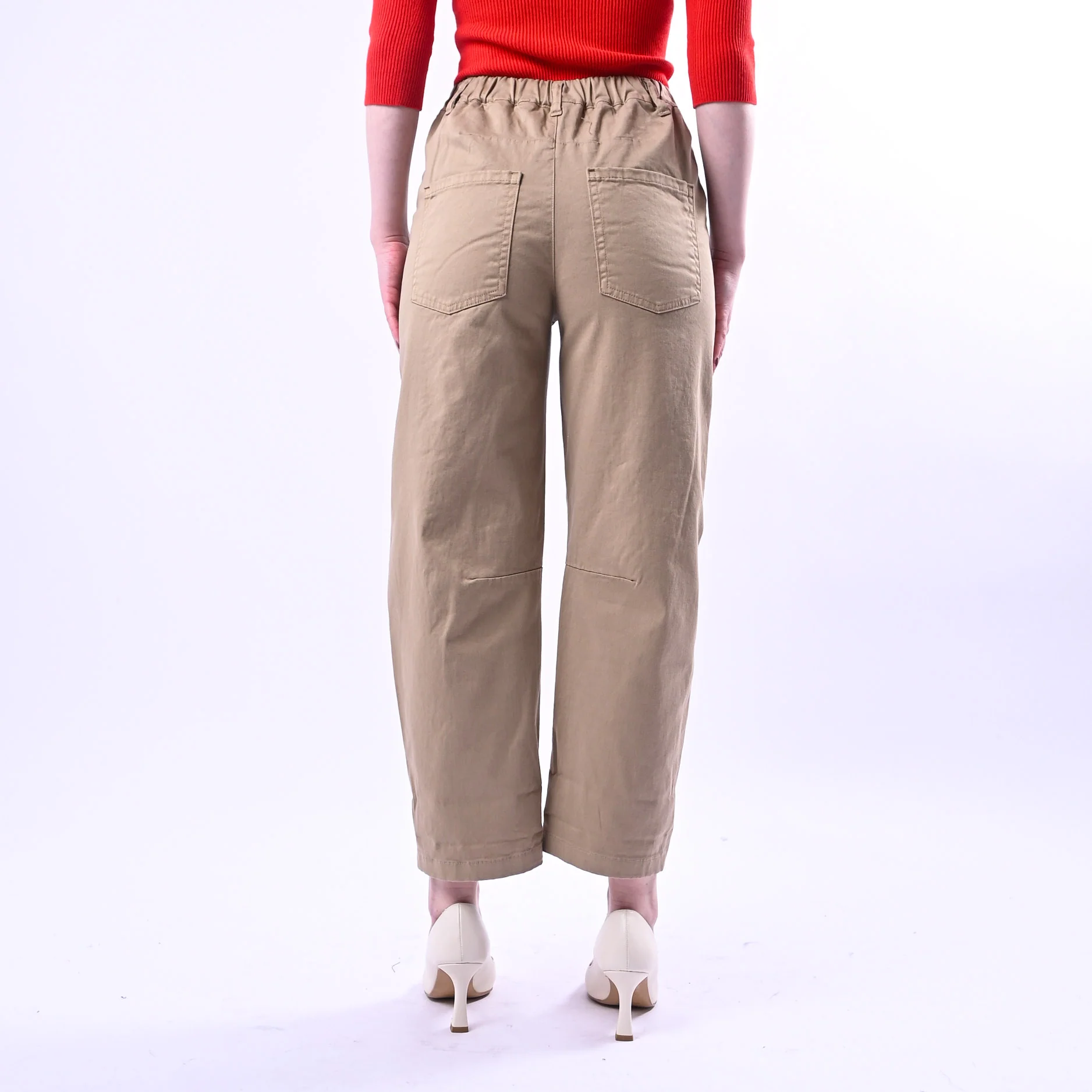 RECUPERO - PANTALONE BARREL PRETTY ELASTICO DIETRO ART.30325/G - GABARDINA BEIGE - Image 4