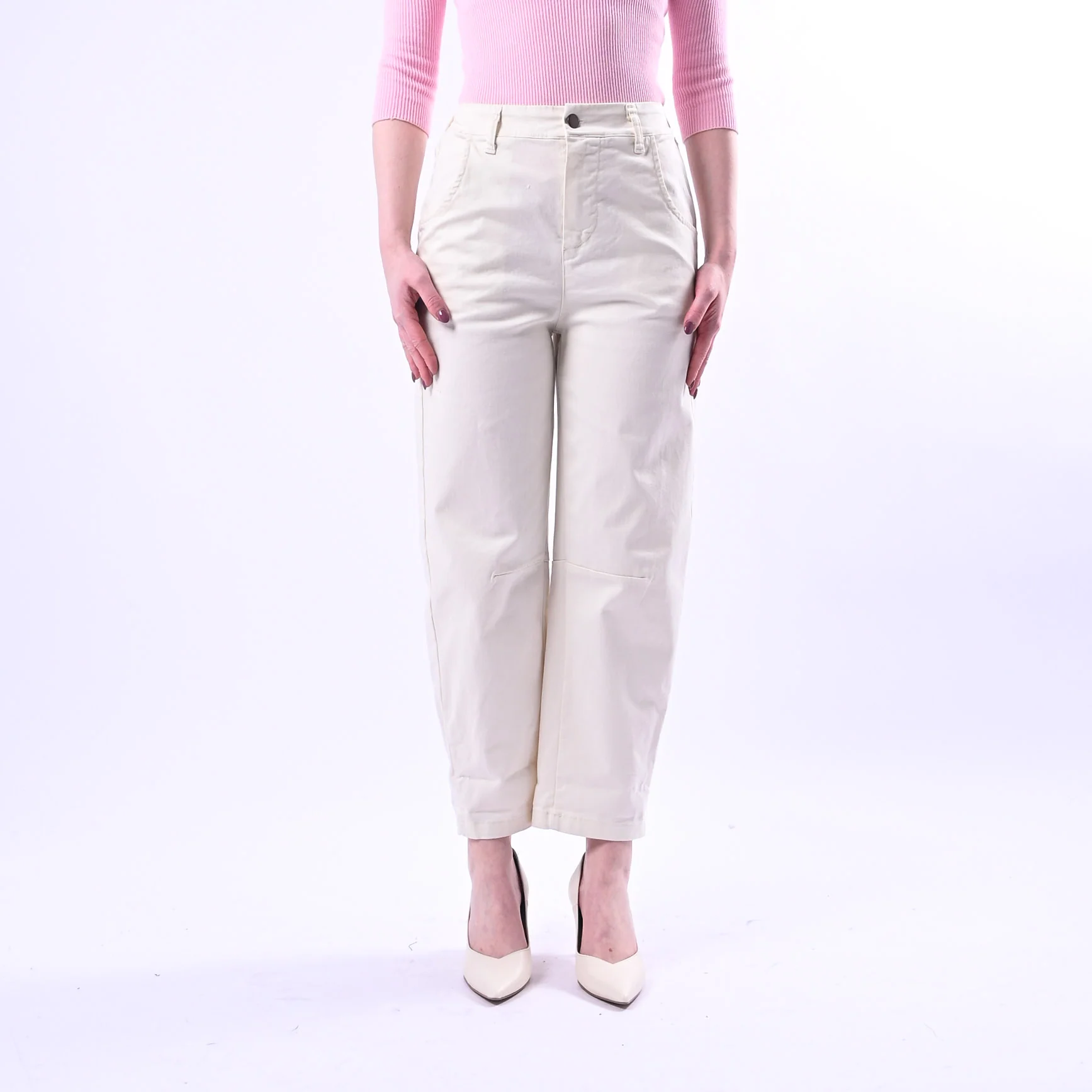 RECUPERO - PANTALONE BARREL PRETTY ELASTICO DIETRO ART.30325/G - GABARDINA BURRO - Image 2