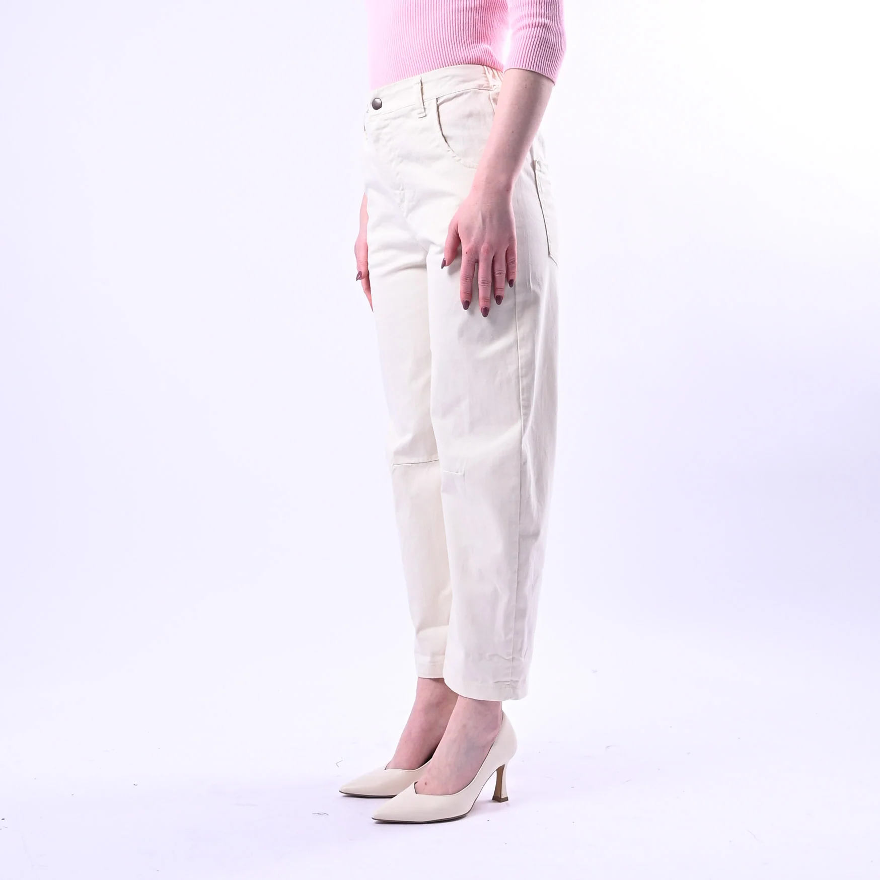 RECUPERO - PANTALONE BARREL PRETTY ELASTICO DIETRO ART.30325/G - GABARDINA BURRO - Image 3