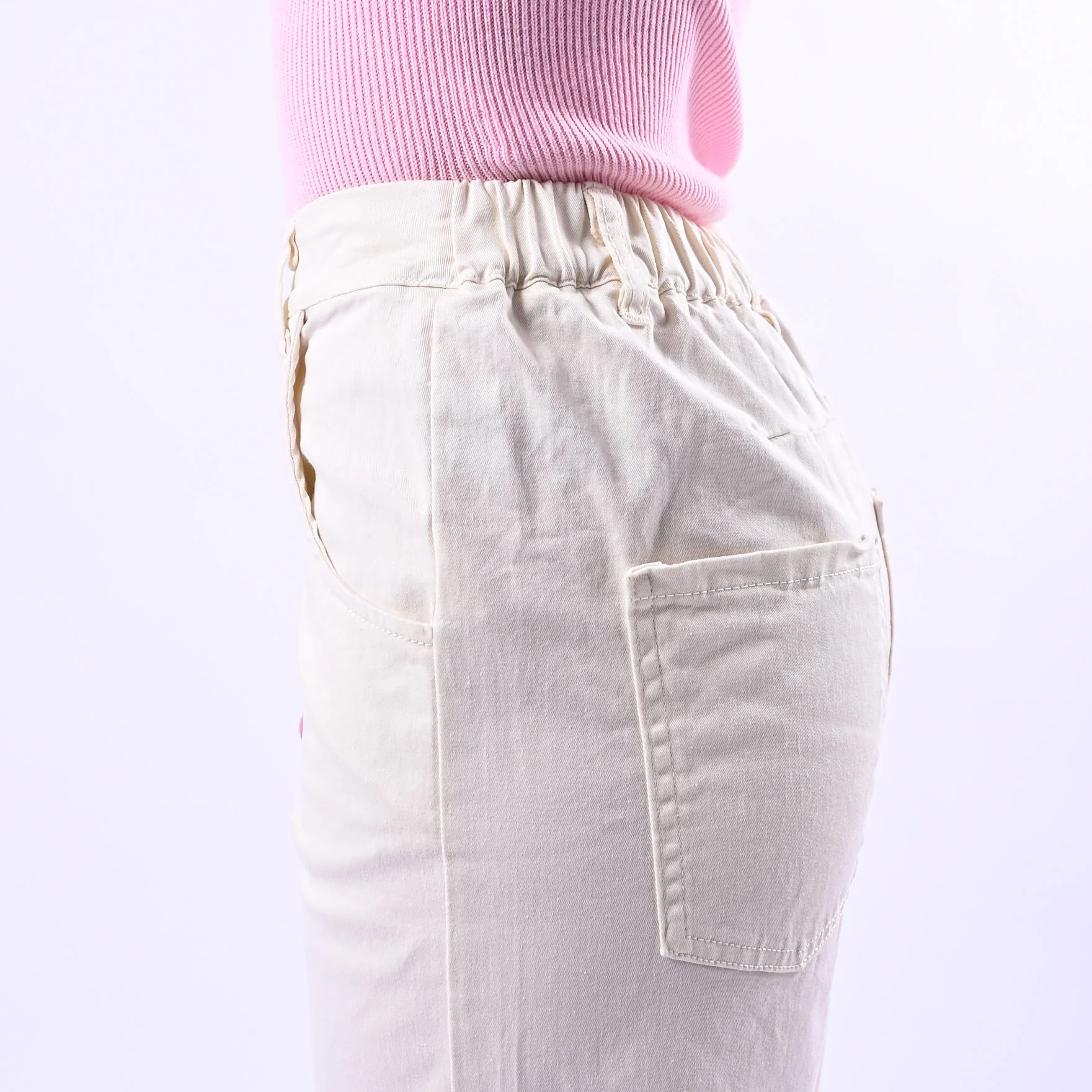 RECUPERO - PANTALONE BARREL PRETTY ELASTICO DIETRO ART.30325/G - GABARDINA BURRO - Image 5