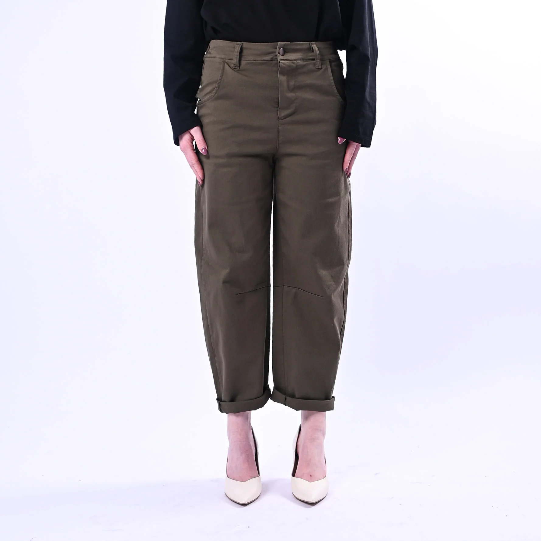 RECUPERO - PANTALONE BARREL PRETTY ELASTICO DIETRO ART.30325/G - GABARDINA MILITARE - Image 2