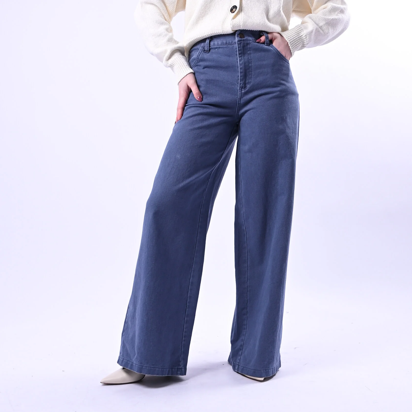 RECUPERO - PANTALONE PALAZZO FLY BULL DENIM ART.VLP1081 - ACID WASH BLU