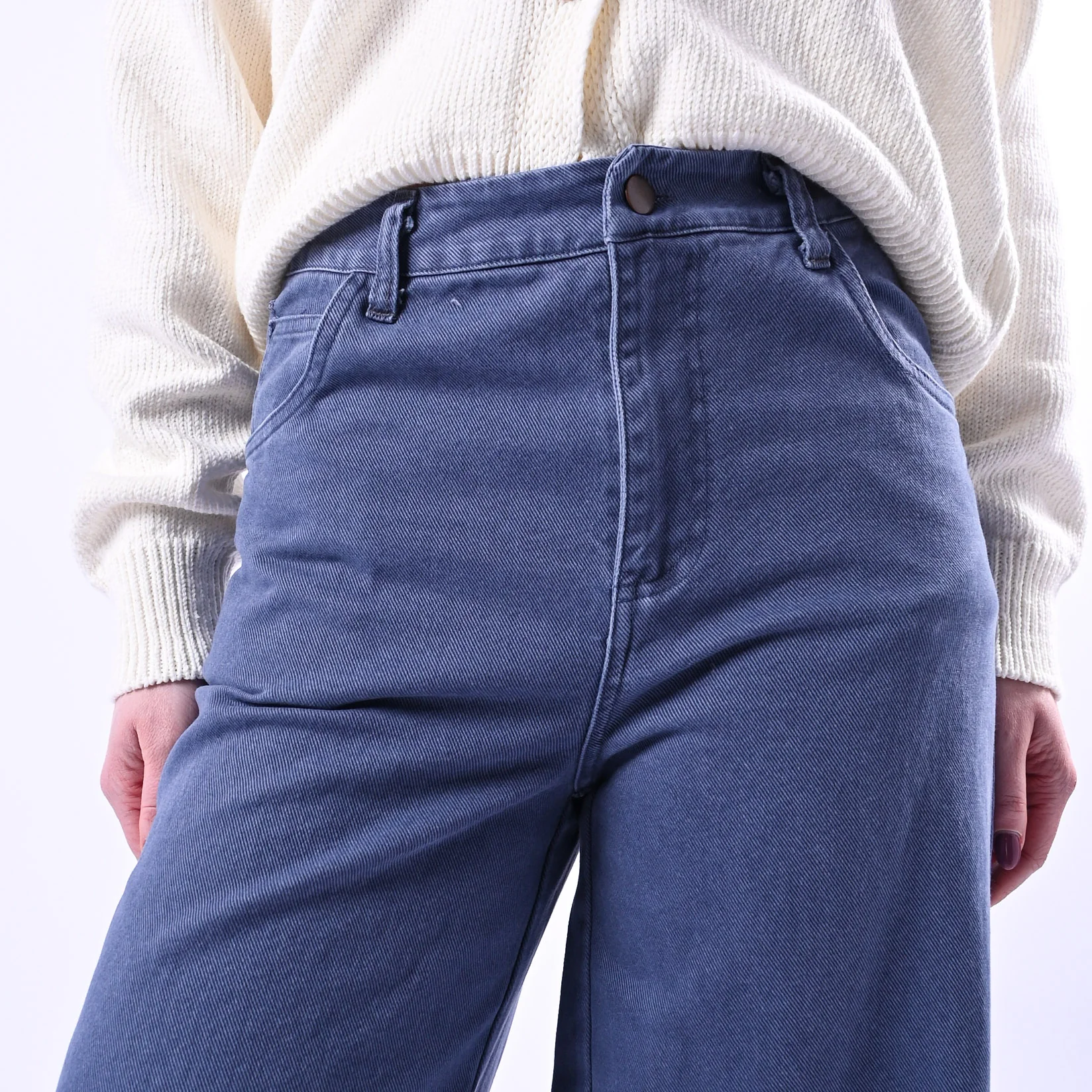 RECUPERO - PANTALONE PALAZZO FLY BULL DENIM ART.VLP1081 - ACID WASH BLU - Image 5